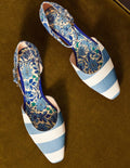 Printed Canvas Flat Pumps-Dusty Blue/Floret Bloom
