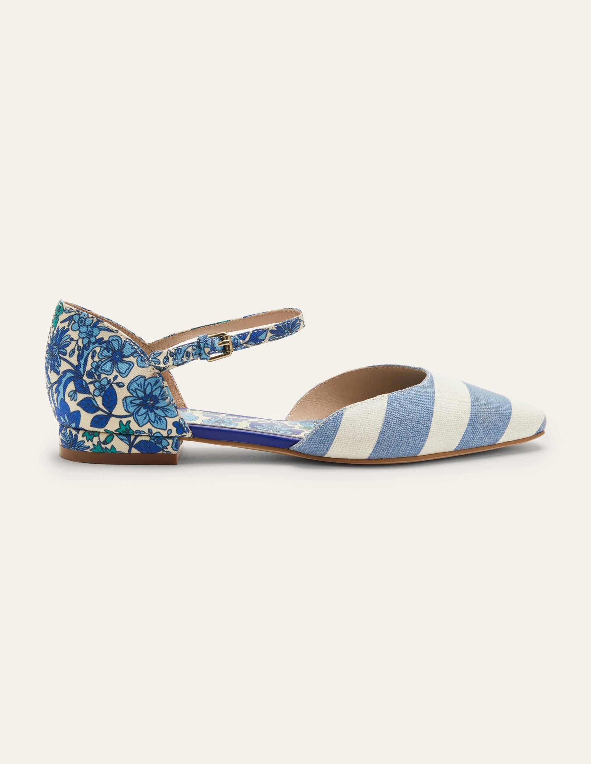 Printed Canvas Flat Pumps-Dusty Blue/Floret Bloom - Image 2