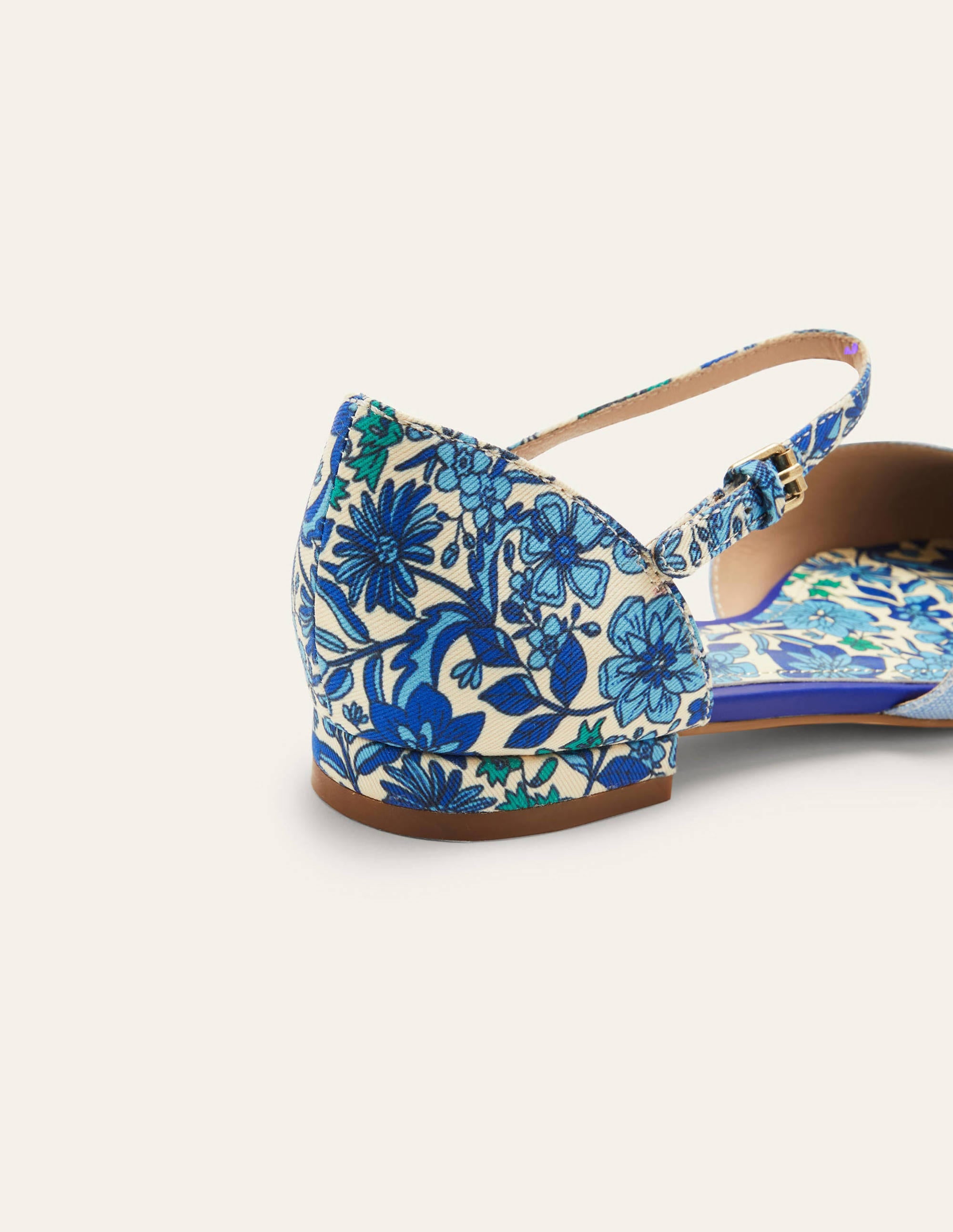 Printed Canvas Flat Pumps-Dusty Blue/Floret Bloom - Image 3