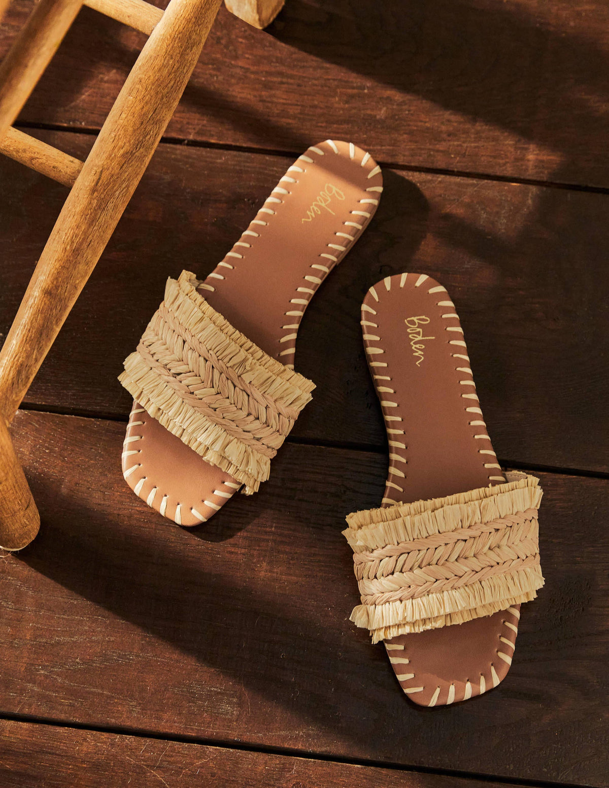 Raffia Flat Sandals-Neutral - Image 1