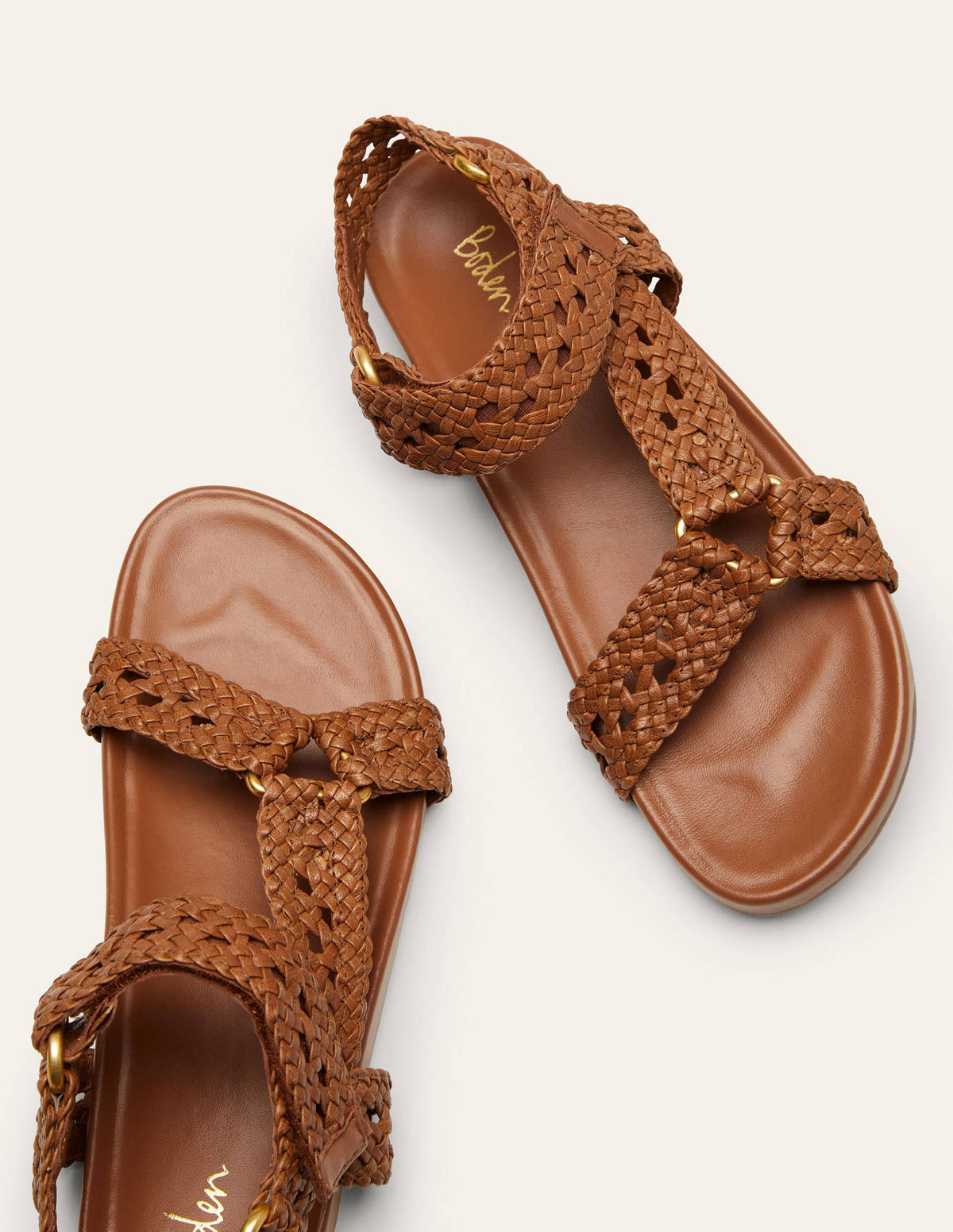 Woven Leather Sandals-Tan - Image 1