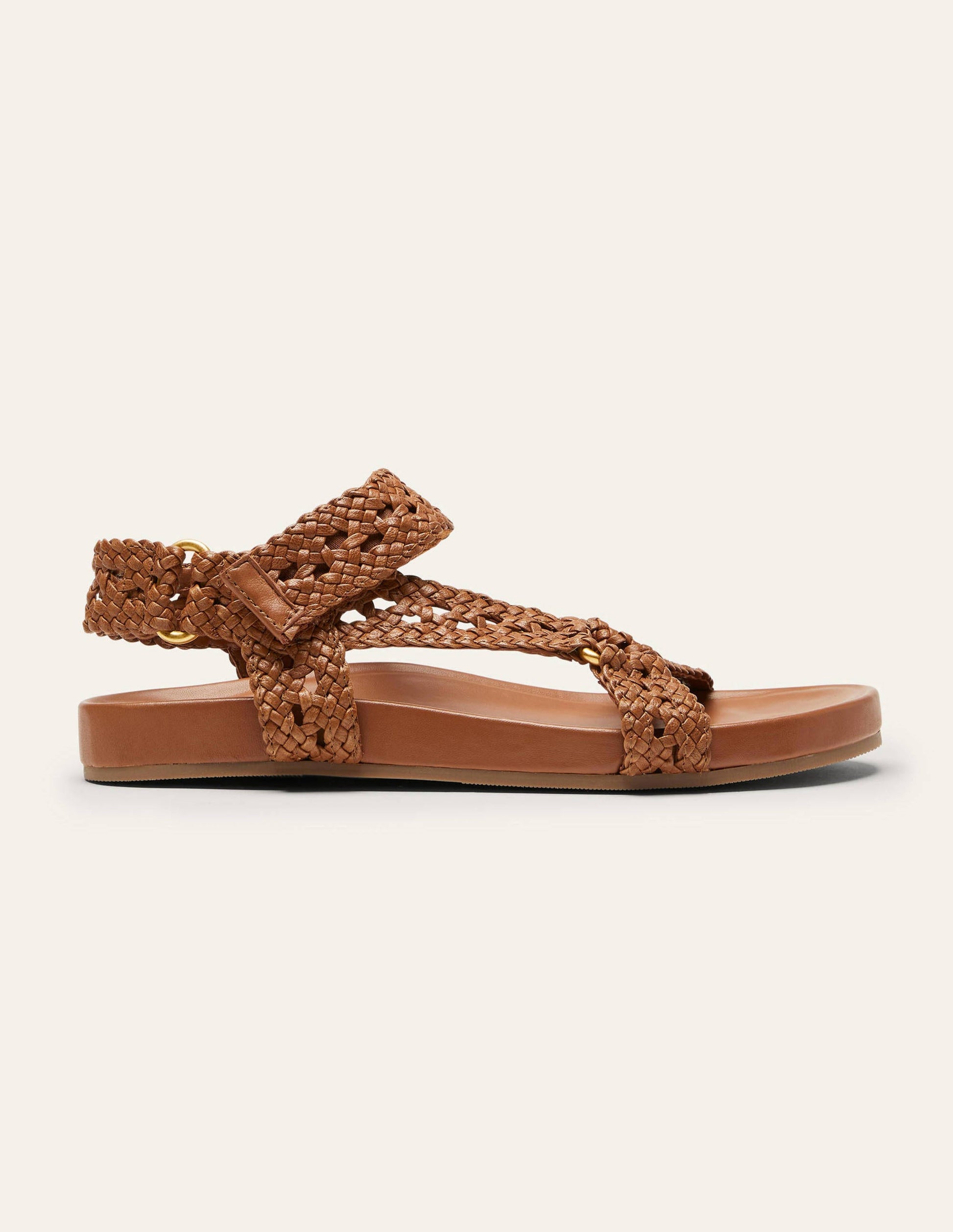 Woven Leather Sandals-Tan-2