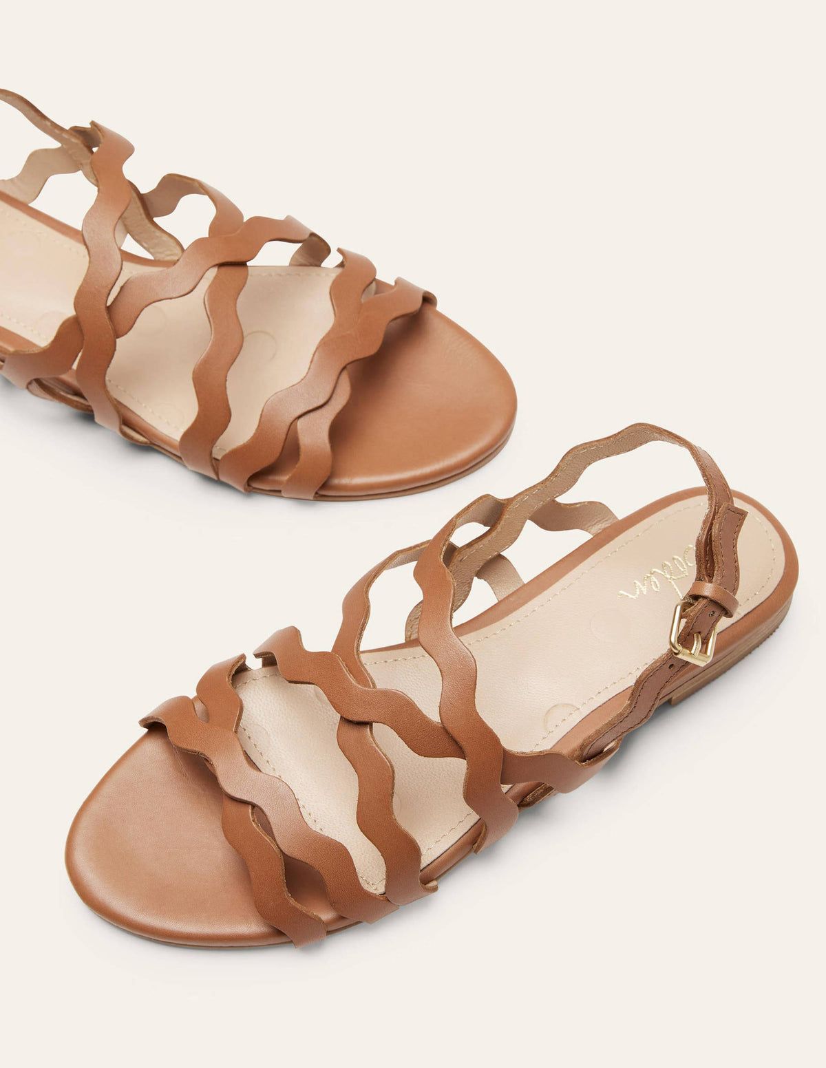 Multi Strap Flat Sandals-Tan - Image 3