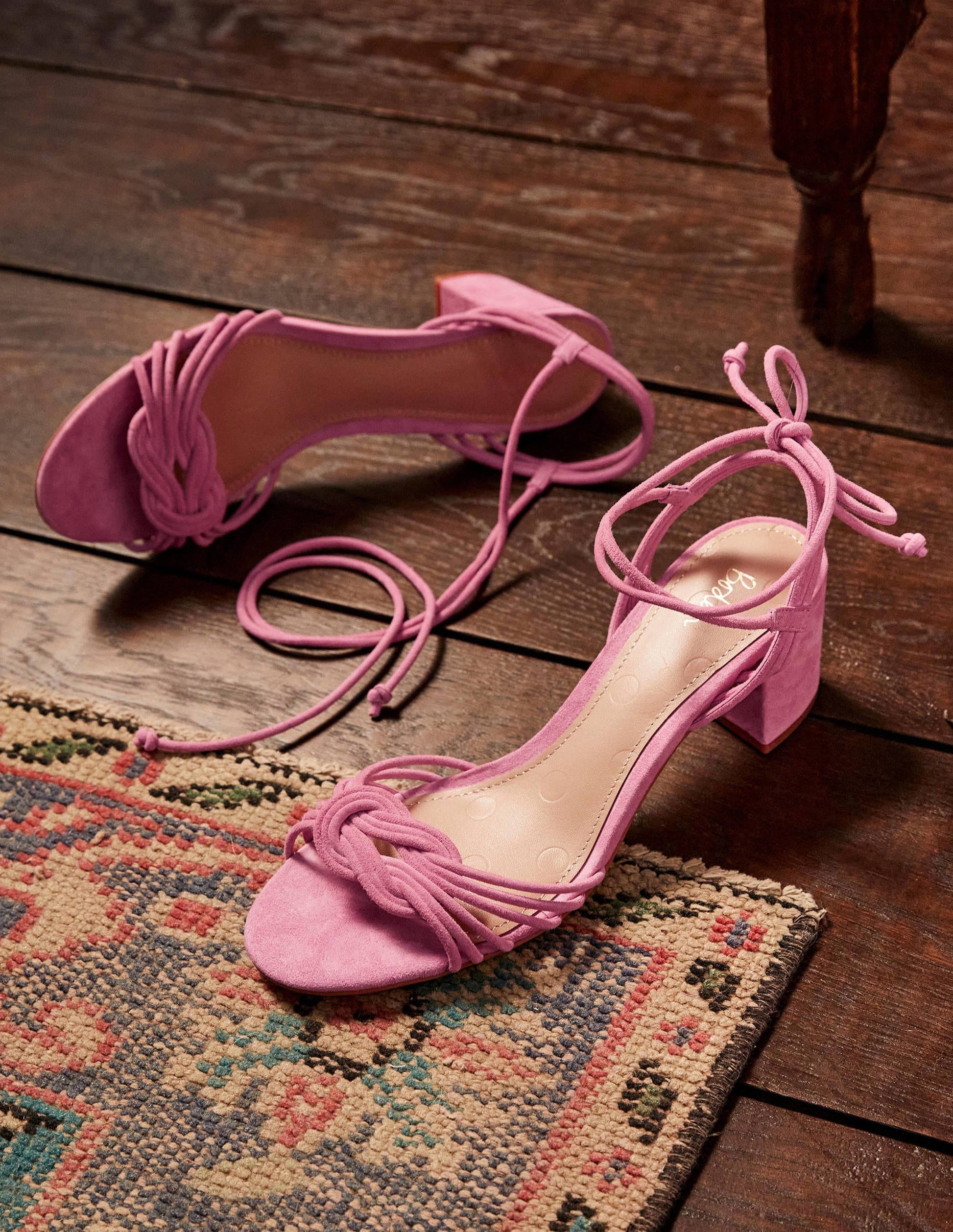 Knot Detail Heel Sandals-Sachet Pink-1