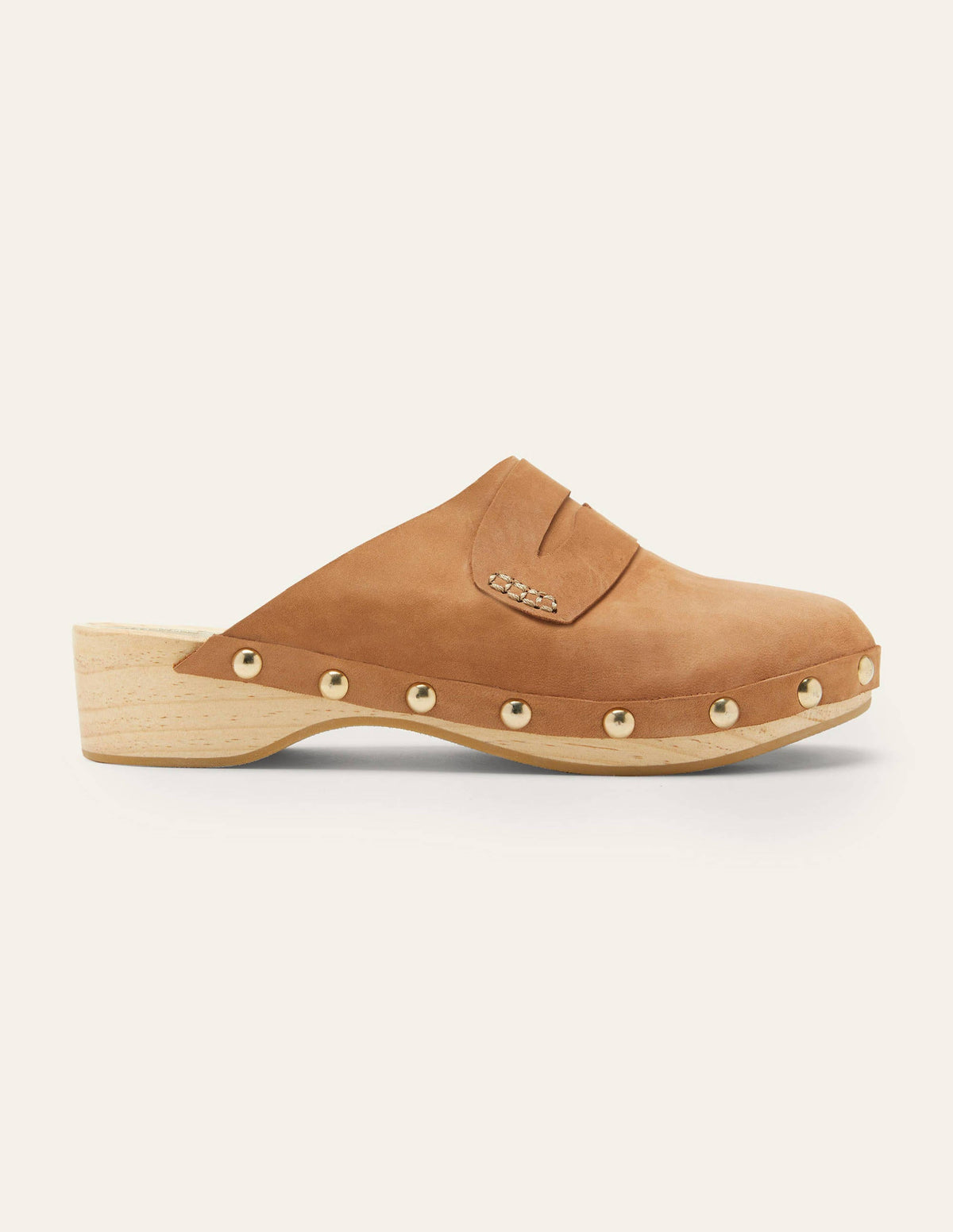 Leather Heeled Clogs-Tan - Image 2