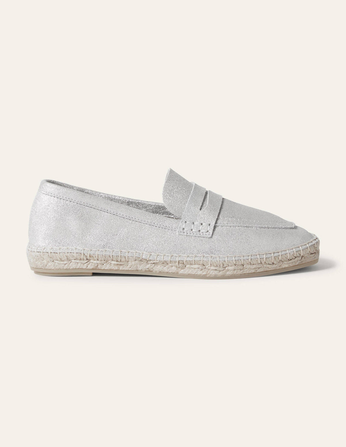 Suede Loafer Espadrilles-Silver Metallic - Image 2