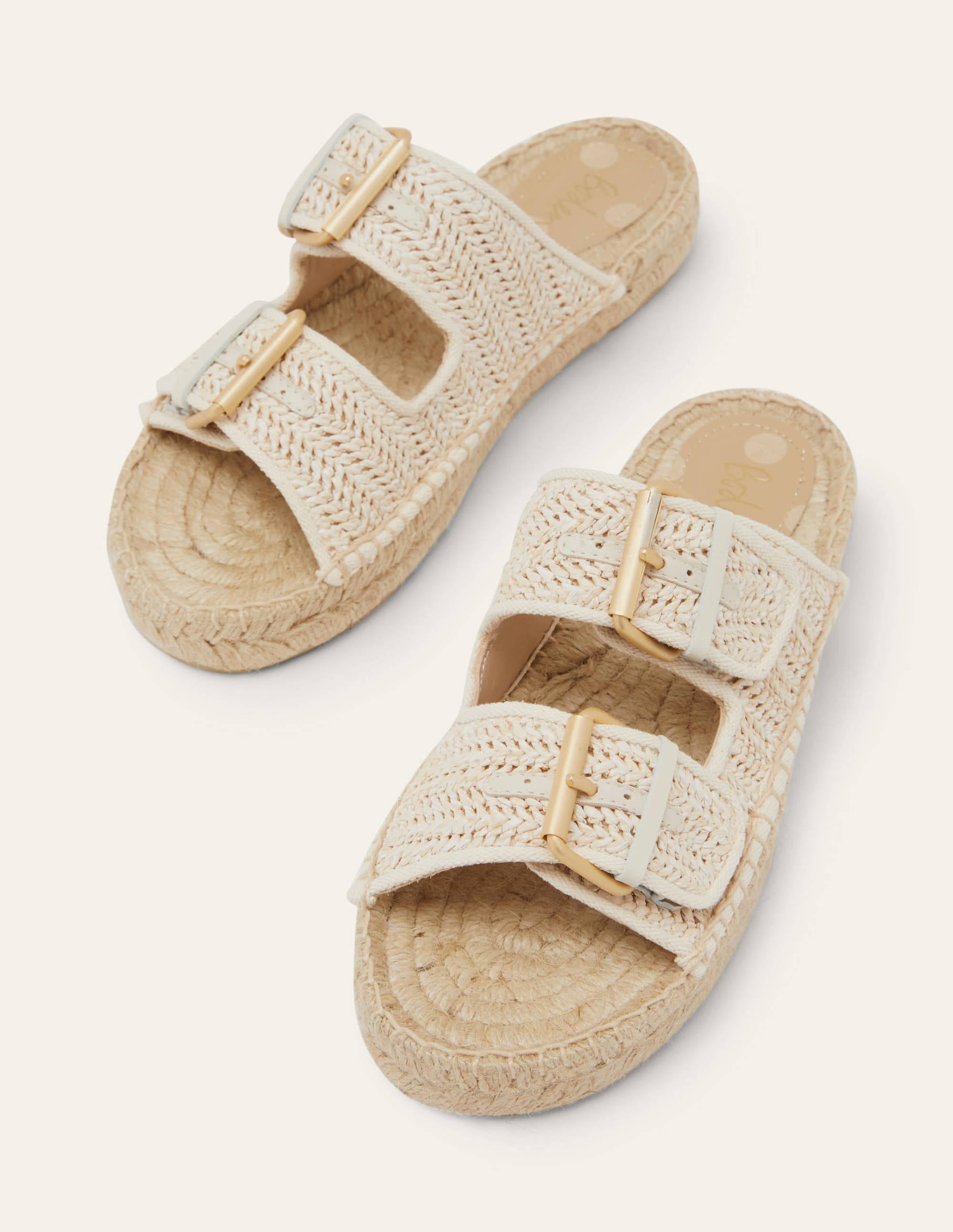 Buckle Espadrille Sandals-Natural Raffia - Image 1