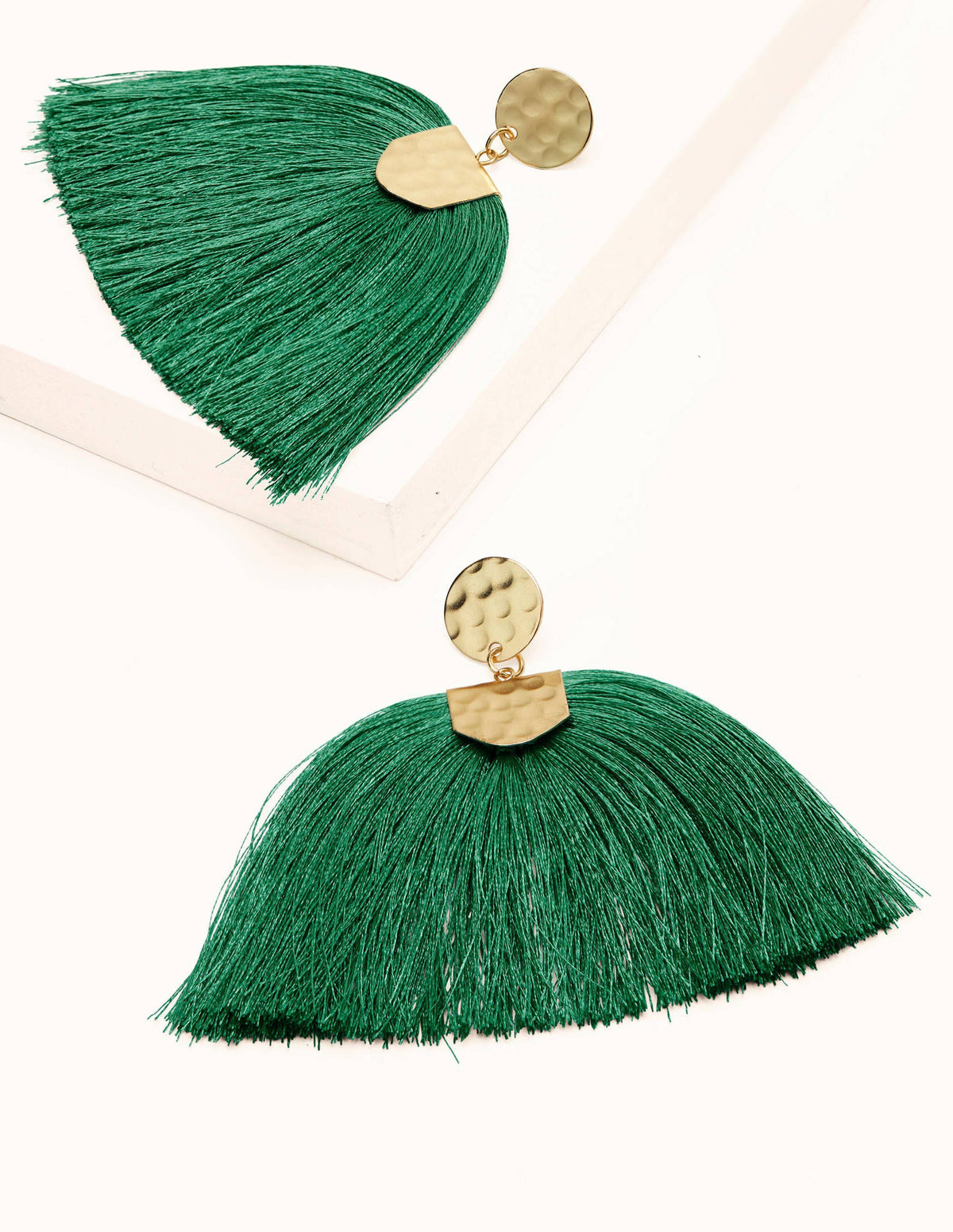 Tassel Earrings-Green Lagoon - Image 1