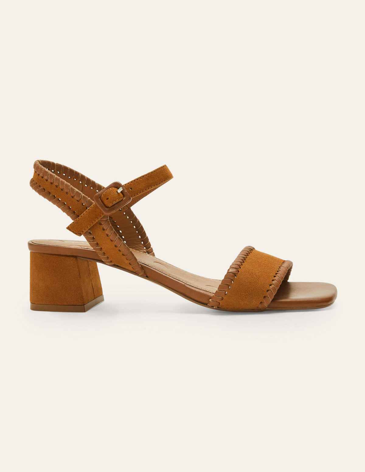 Block Heel Suede Sandals-Tan - Image 2