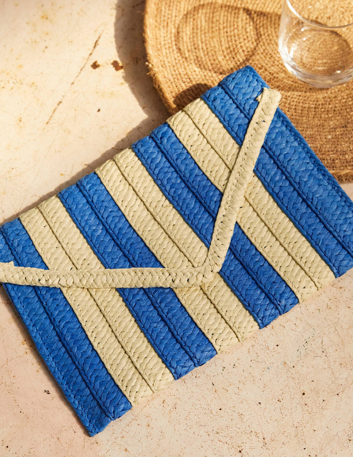 Striped Envelope Clutch-Bluebell Stripe - Image 1