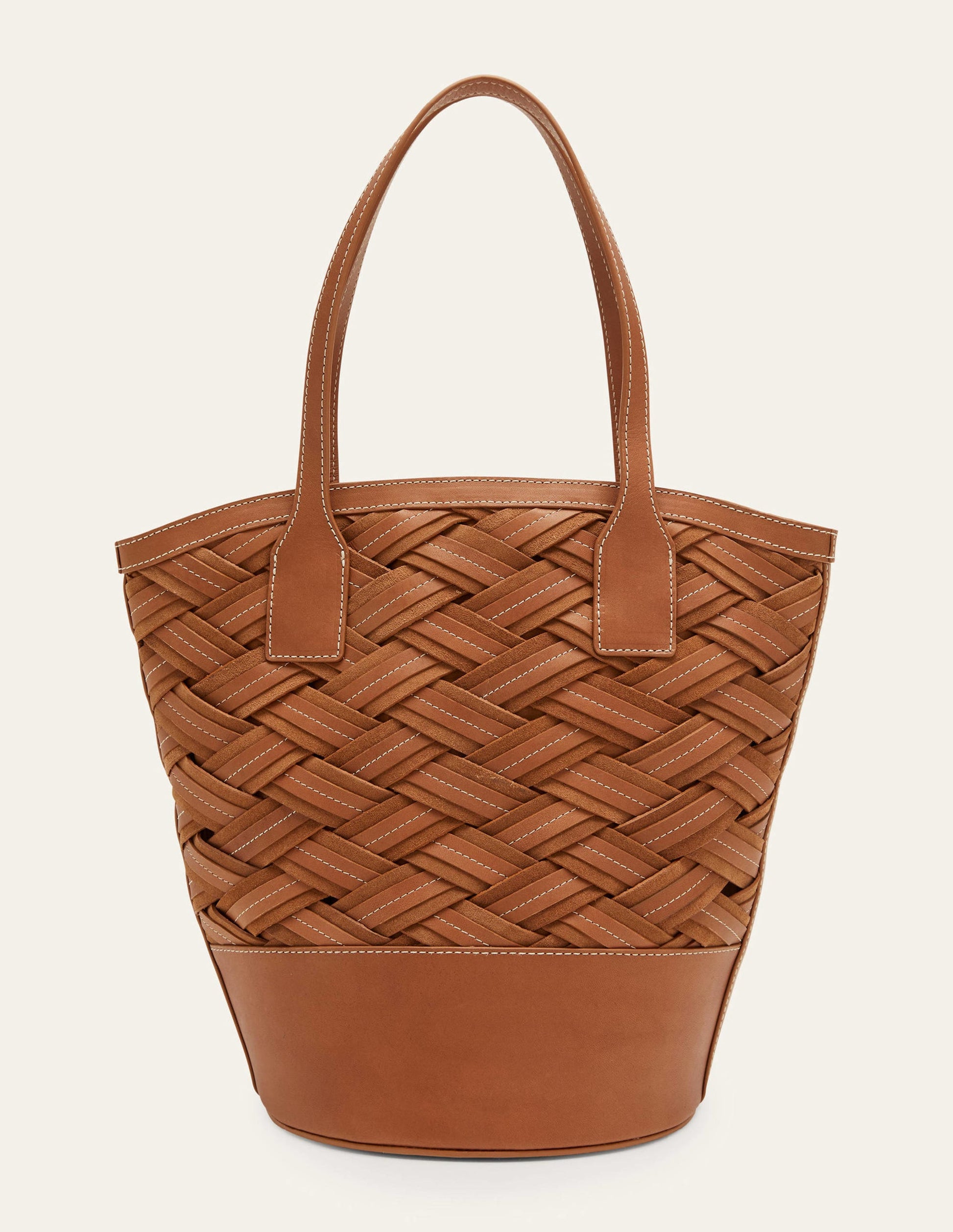 Woven Leather Bag-Tan-1