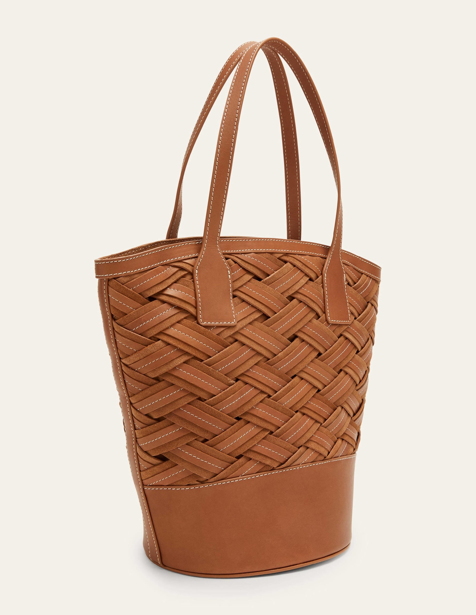Woven Leather Bag-Tan - Image 2