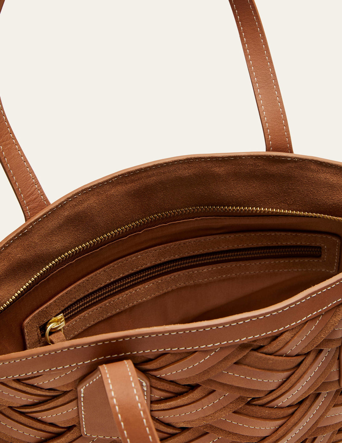 Woven Leather Bag-Tan-3