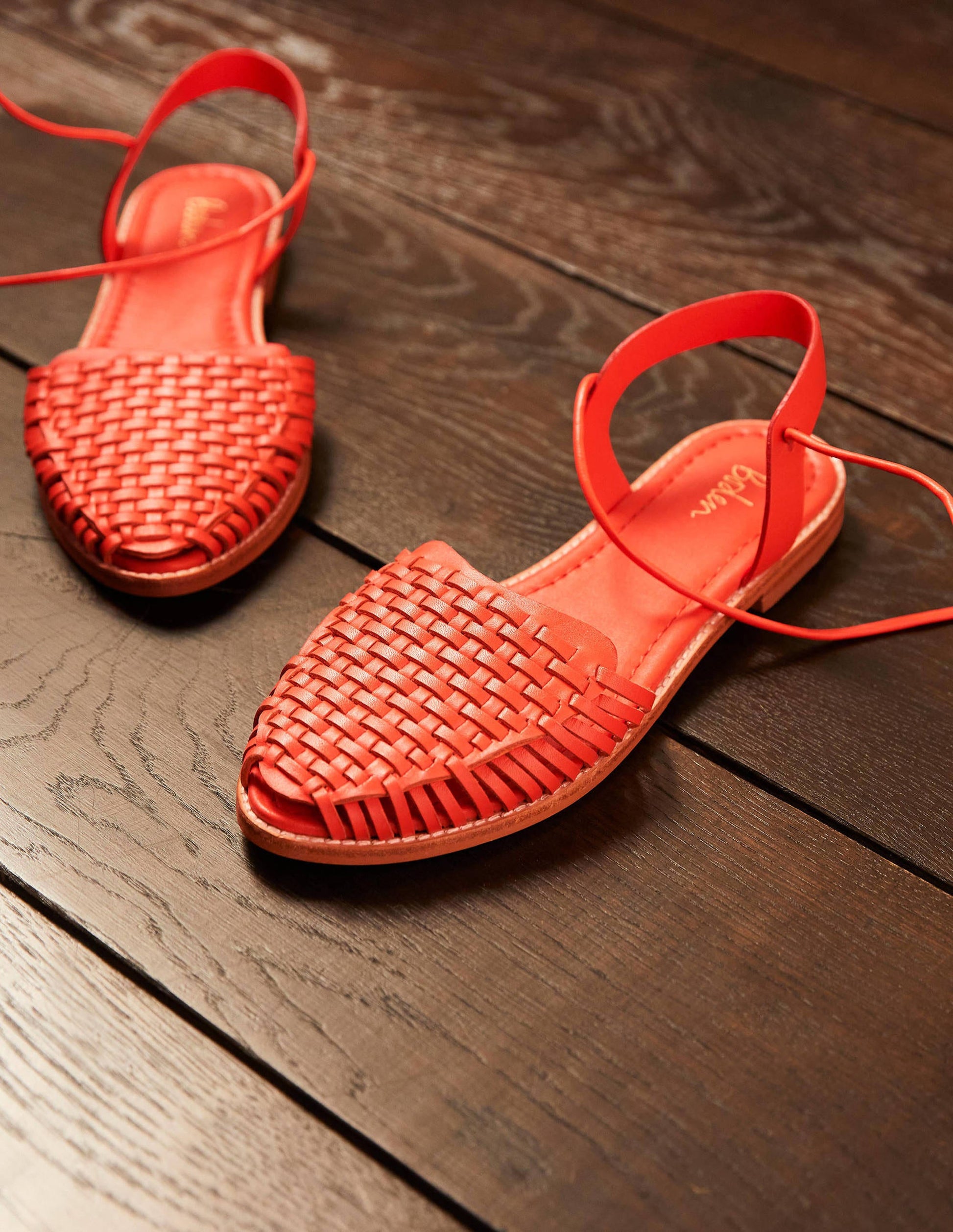 Huarache Leather Sandals-Bright Papaya-1
