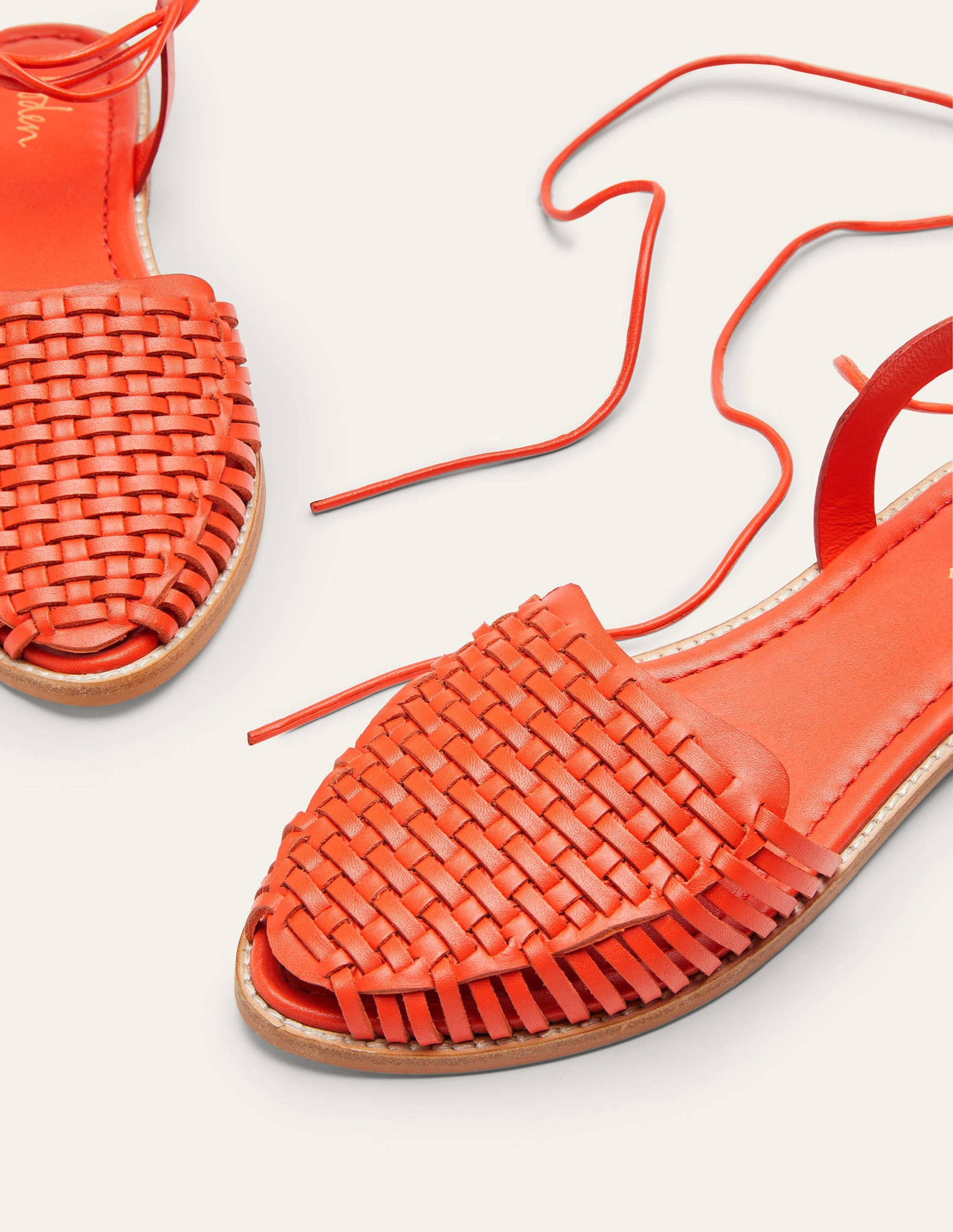 Huarache Leather Sandals-Bright Papaya-2