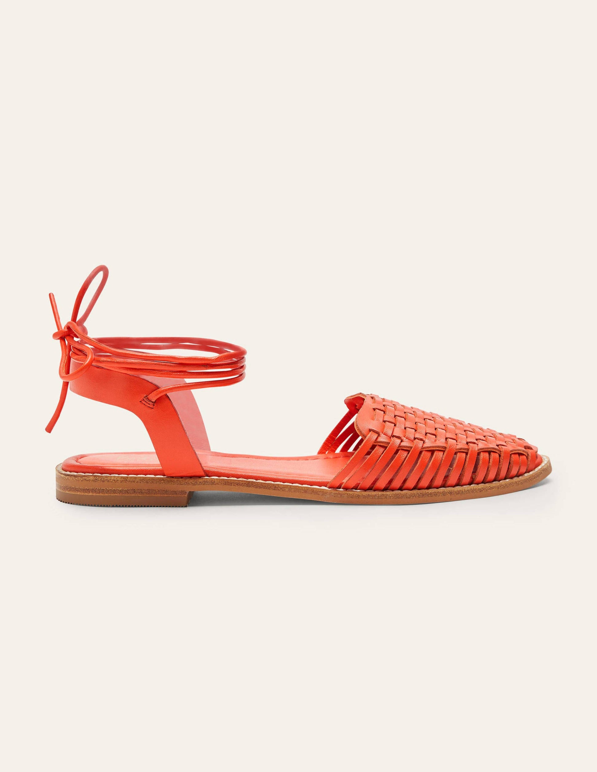 Huarache Leather Sandals-Bright Papaya-3