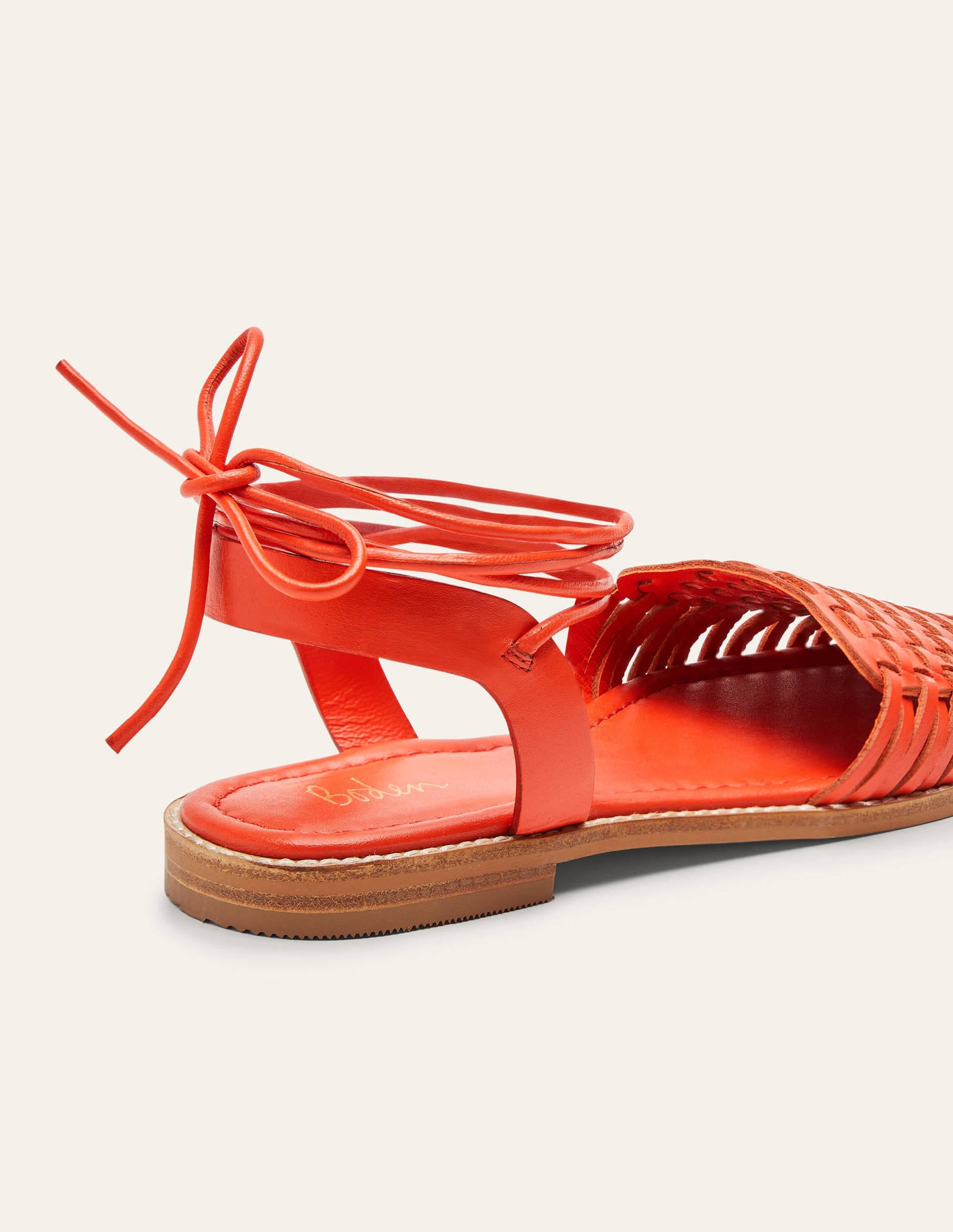 Huarache Leather Sandals-Bright Papaya - Image 4