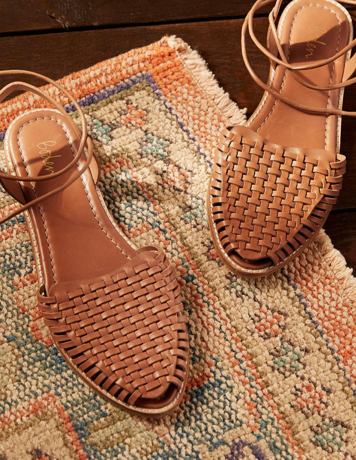 Huarache Leather Sandals-Tan-1