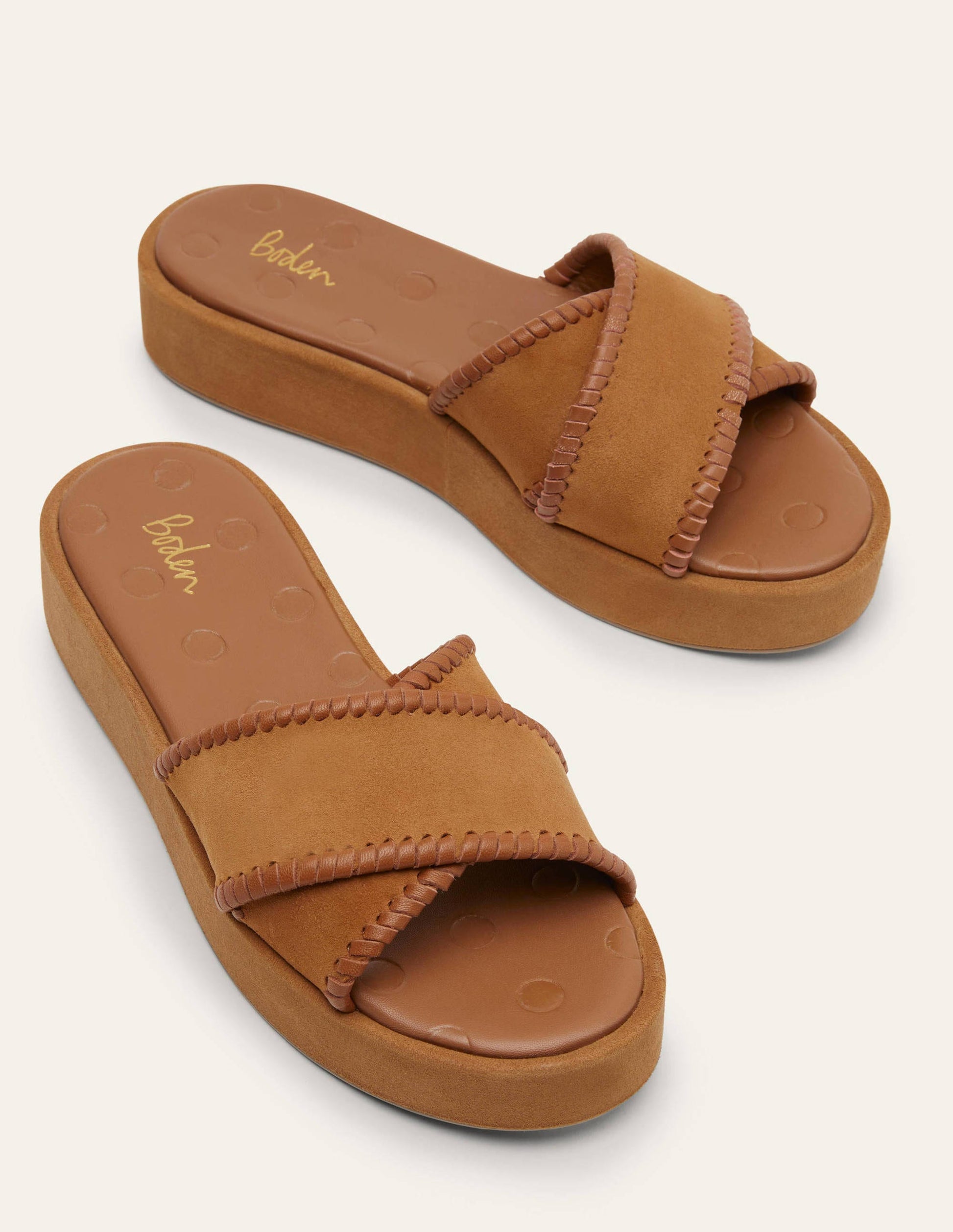 Suede Flatform Sandals-Tan-2