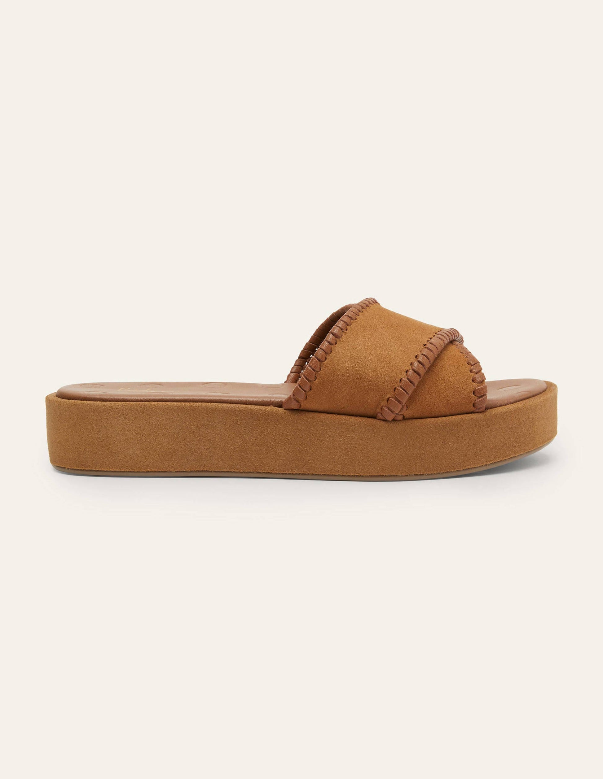 Suede Flatform Sandals-Tan-3