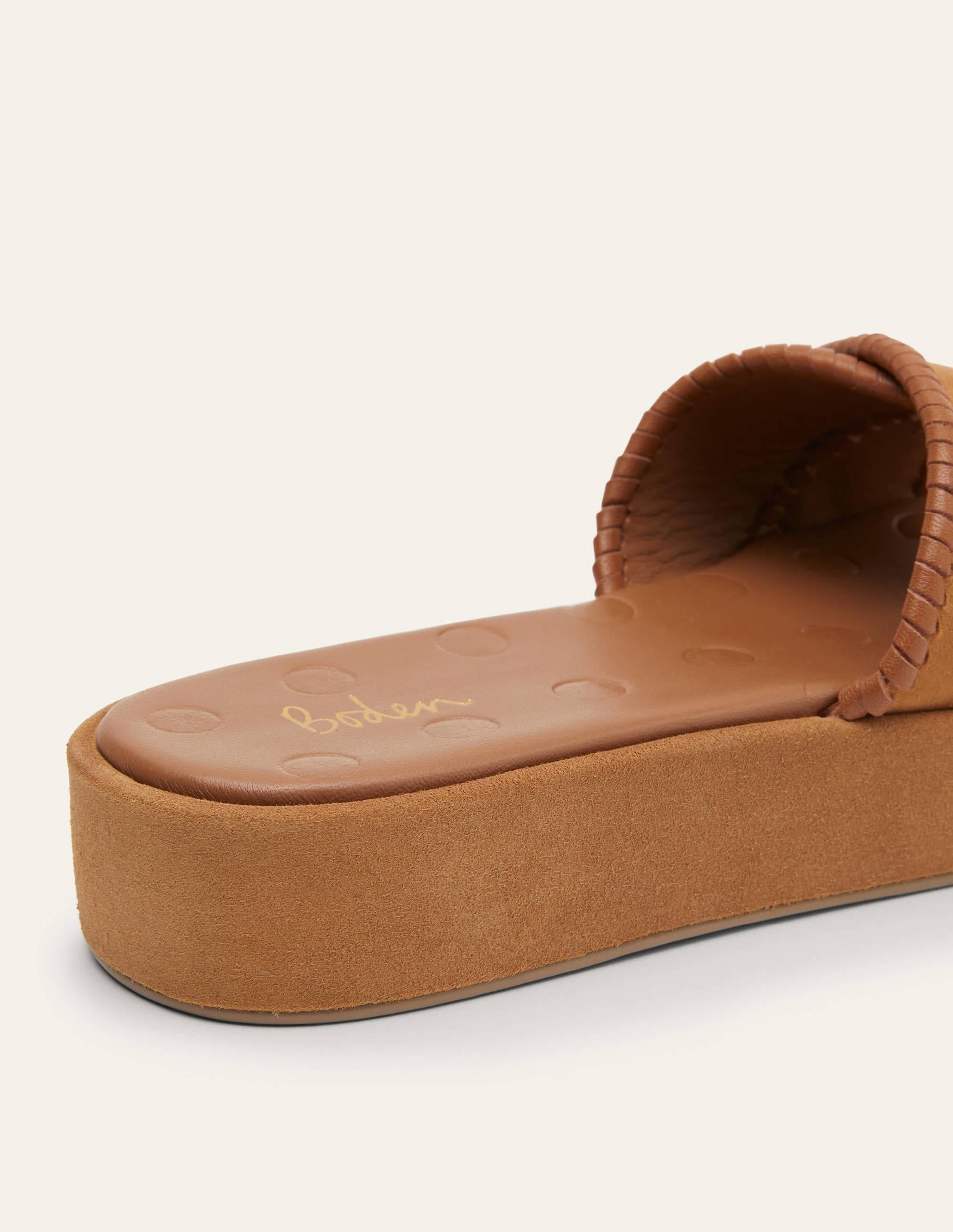 Suede Flatform Sandals-Tan - Image 4