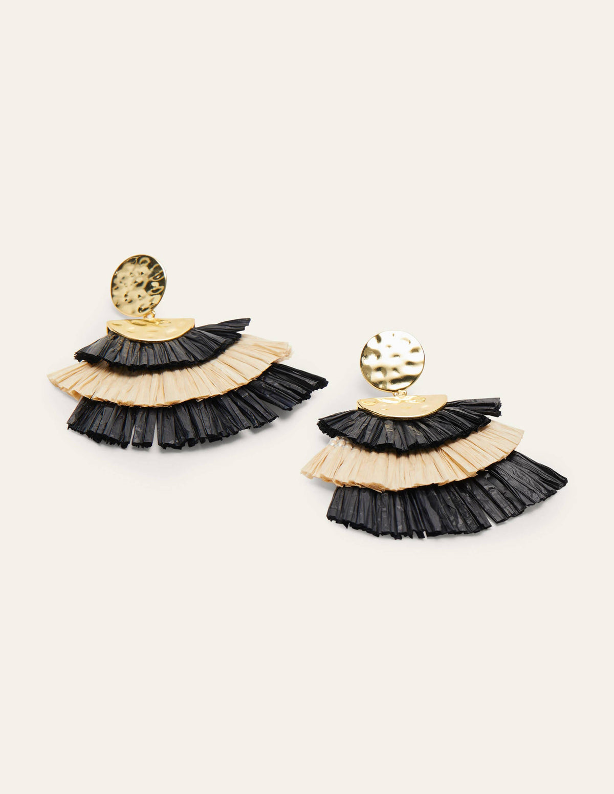 Hammered Tier Fringe Earrings-Black - Image 1