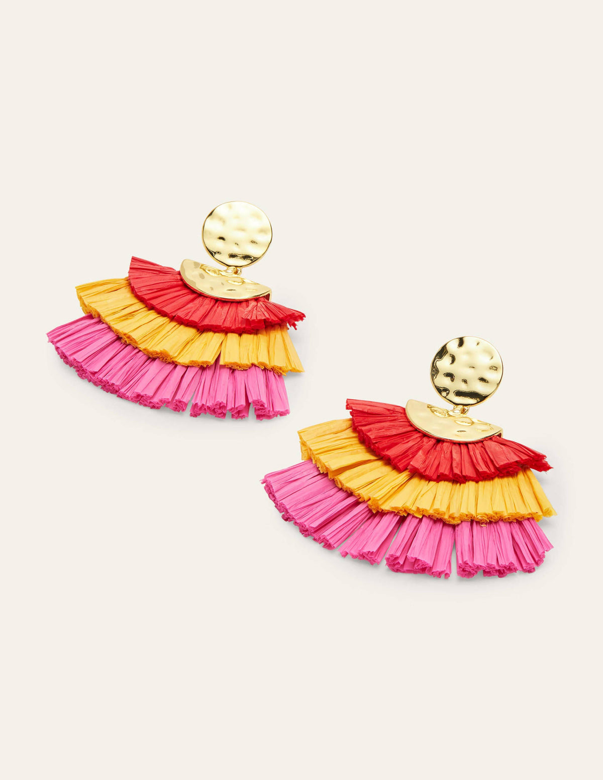 Hammered Tier Fringe Earrings-Multi-1
