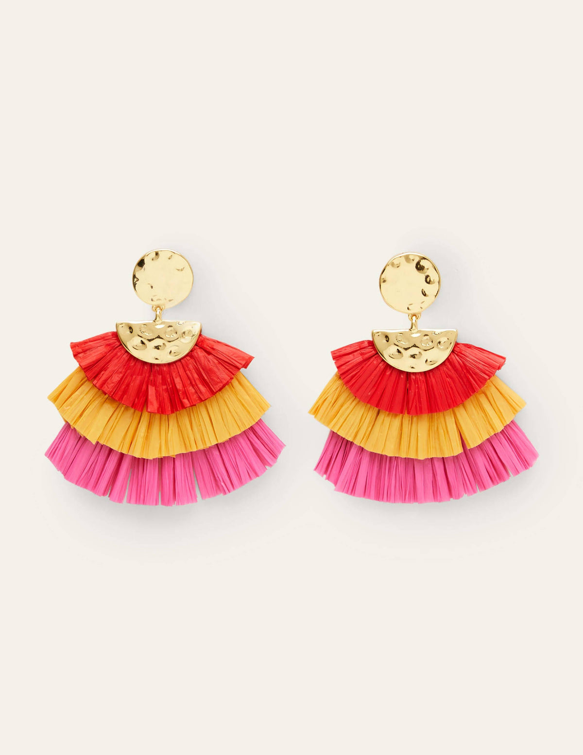 Hammered Tier Fringe Earrings-Multi-3