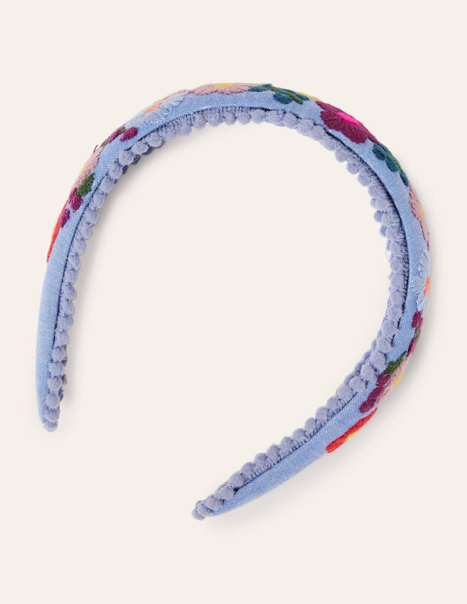 Pompom Headband-Chambray Embroidery-2