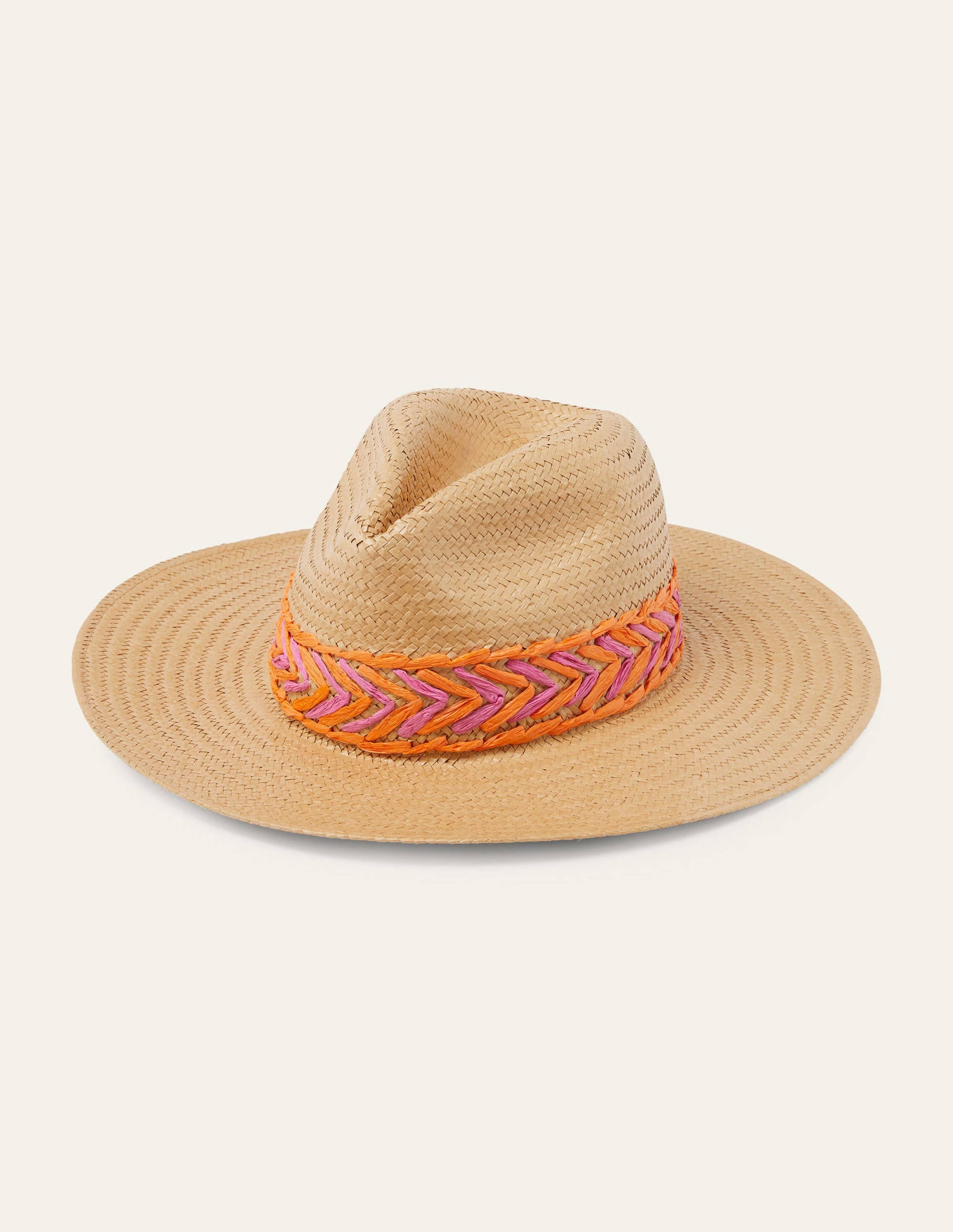 Embroidered Straw Fedora Hat-Natural - Image 2