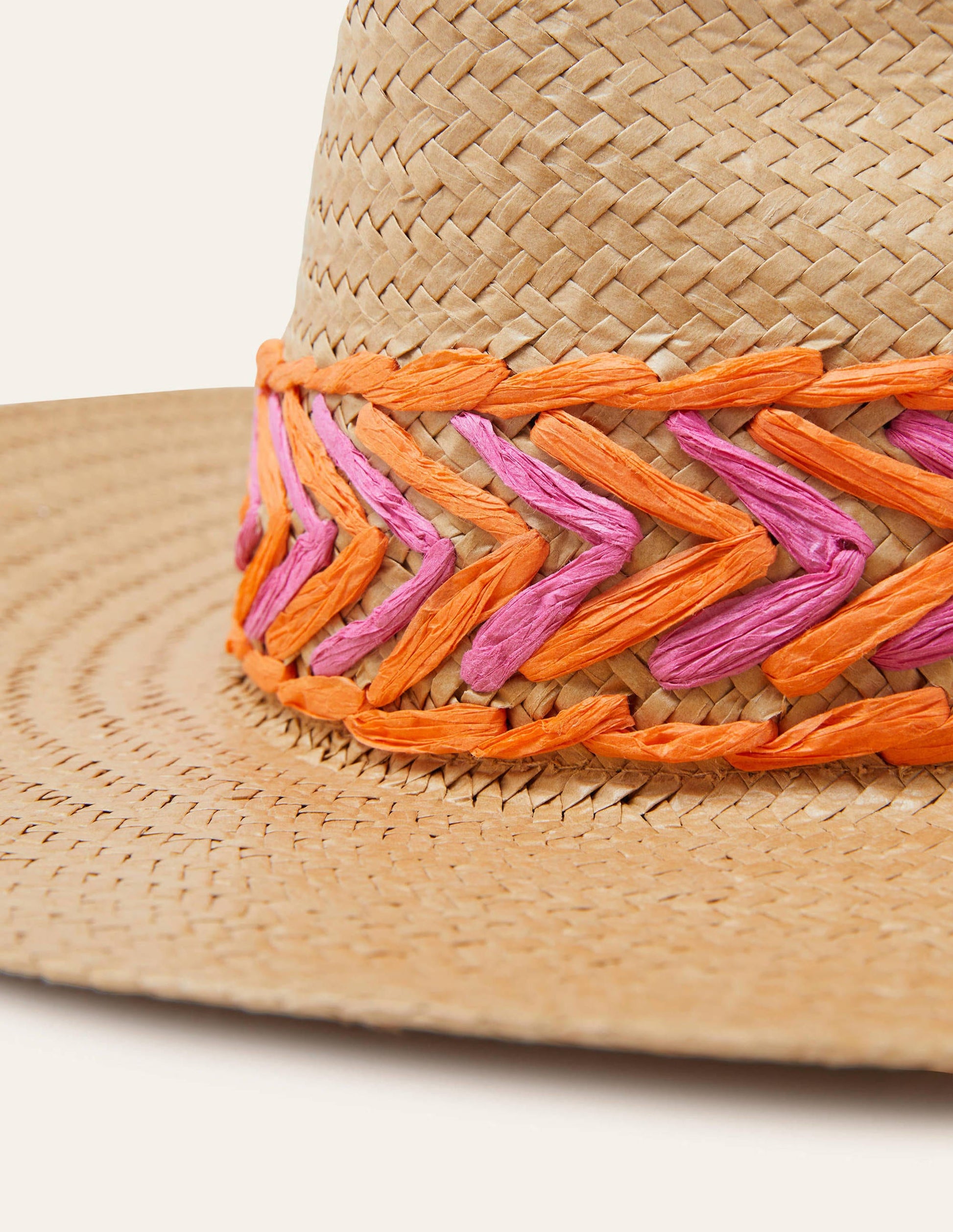 Embroidered Straw Fedora Hat-Natural-3