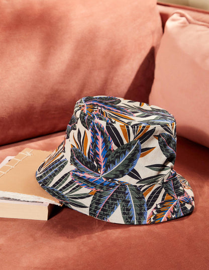 Canvas Bucket Hat-Multi, Exotic Leaves-1