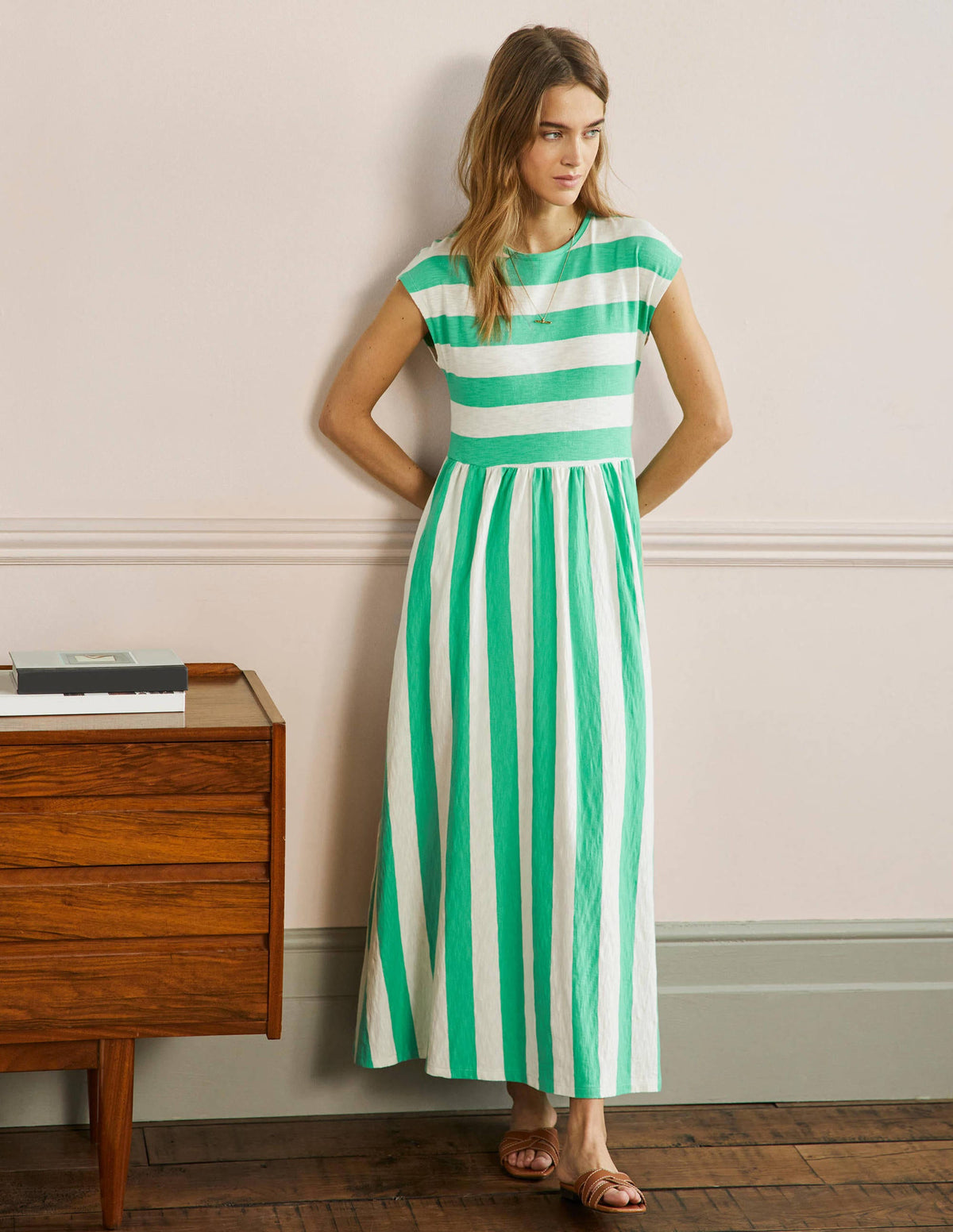 Easy T-Shirt Midi Dress-Gumdrop Stripe-1