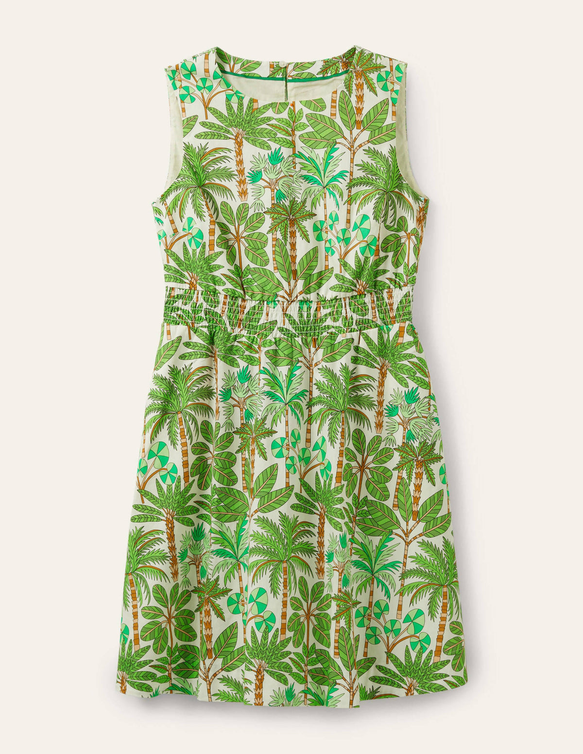 Smocked Waist Mini Dress-Green Tropical - Image 5