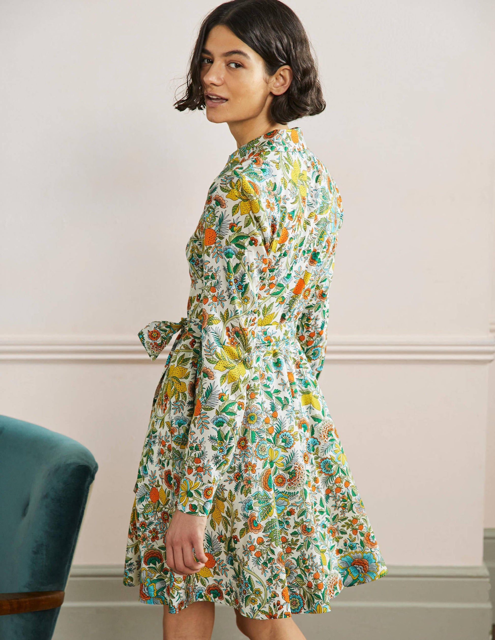 Kitty Shirt Dress-Ivory, Lemon Fizz-4