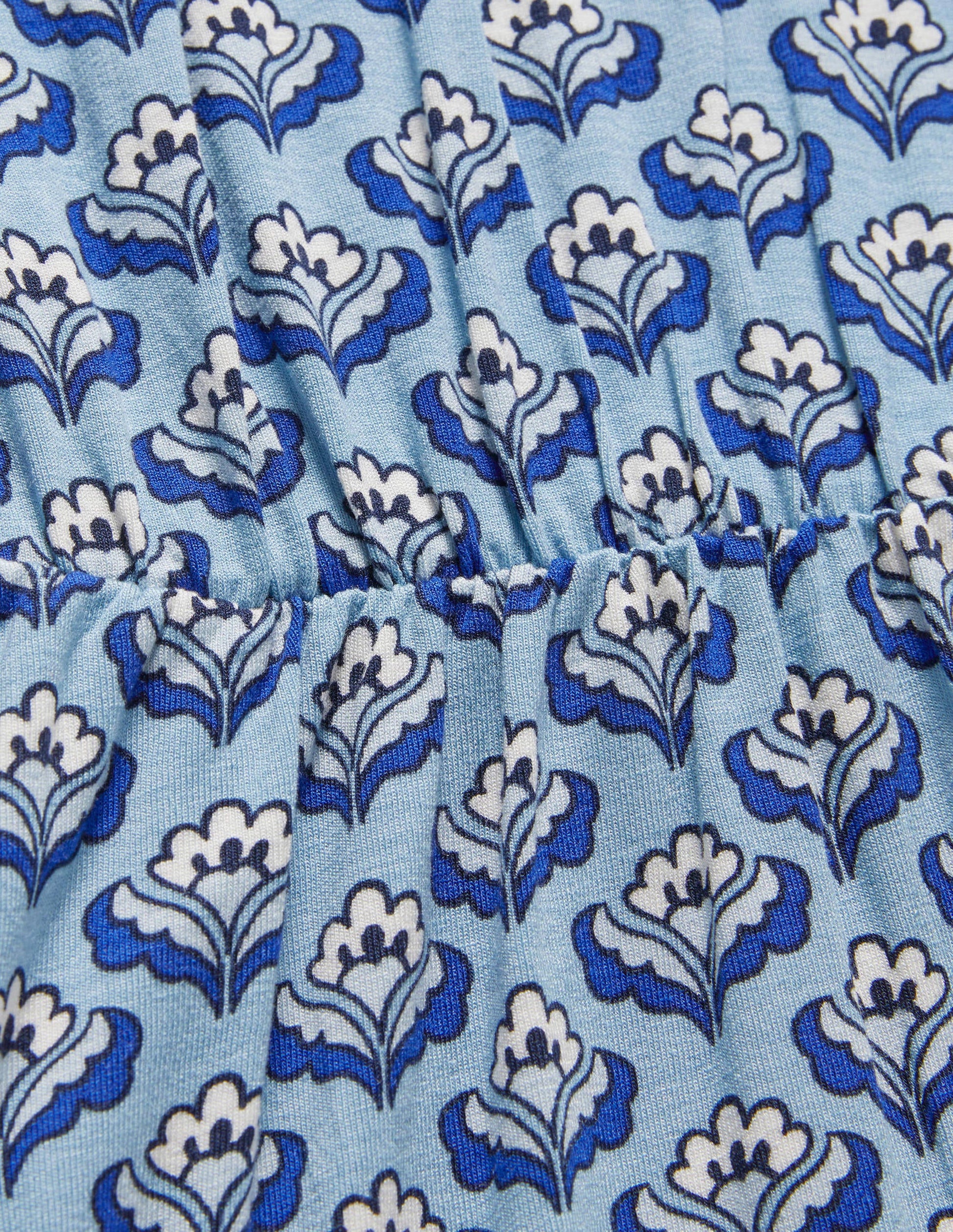 Flutter Sleeve Jersey Dress-Dusty Blue, Oriental Bud-5