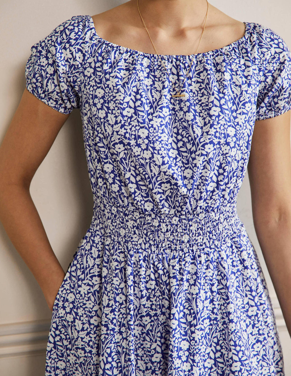 Scoop Neck Maxi Dress-Blue Floral-4