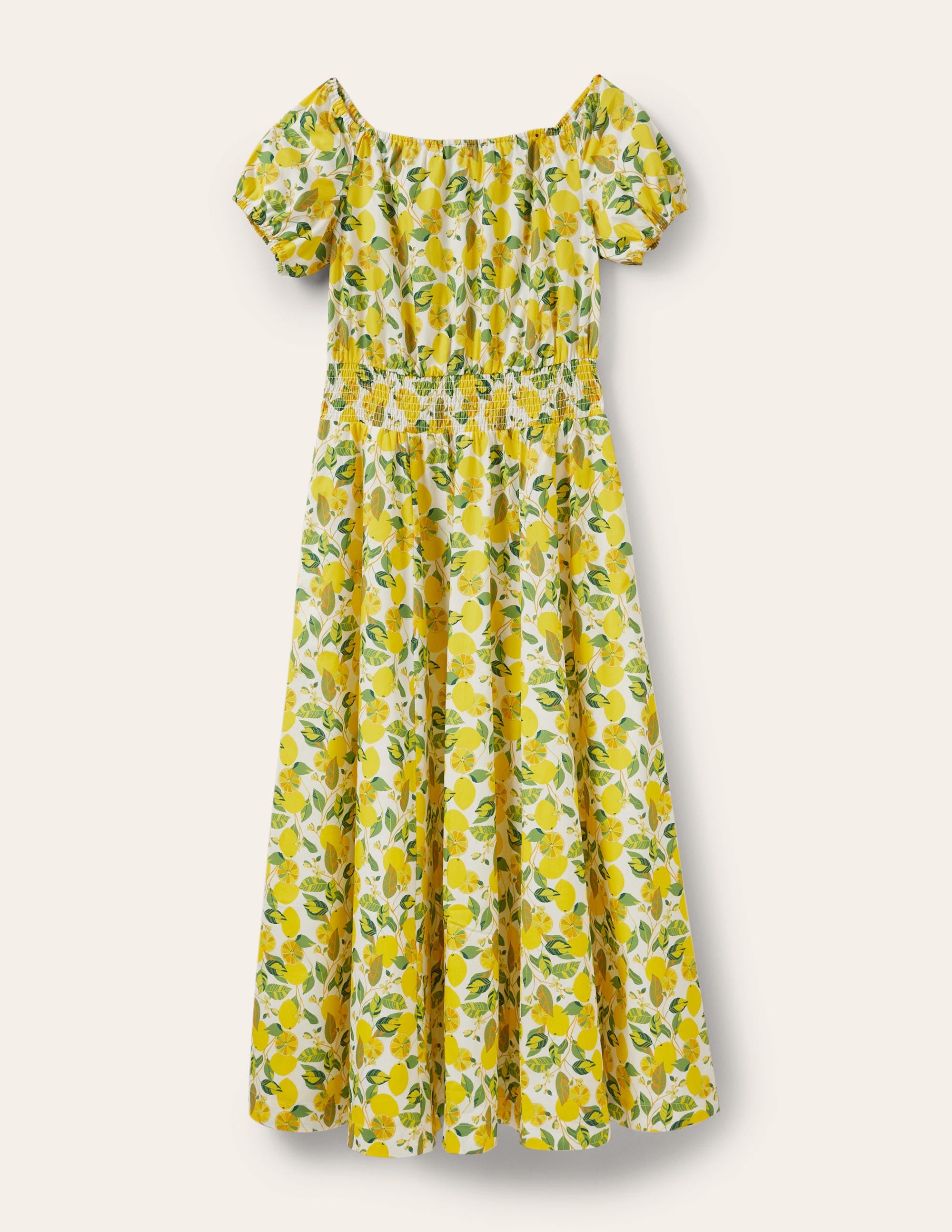 Scoop Neck Maxi Dress-Ivory and Yellow Lemon Vine - Image 6