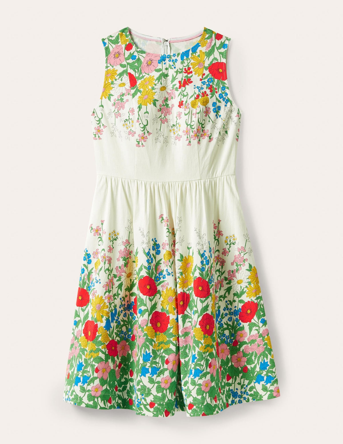 Tara Fit-and-Flare Dress-Ivory, Botanical Terrace - Image 5
