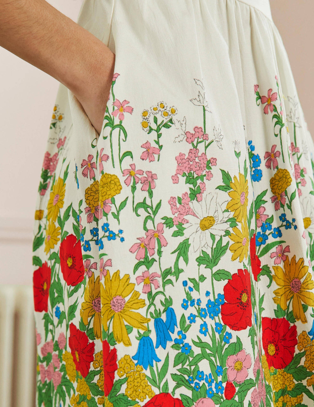 Tara Fit-and-Flare Dress-Ivory, Botanical Terrace - Image 2