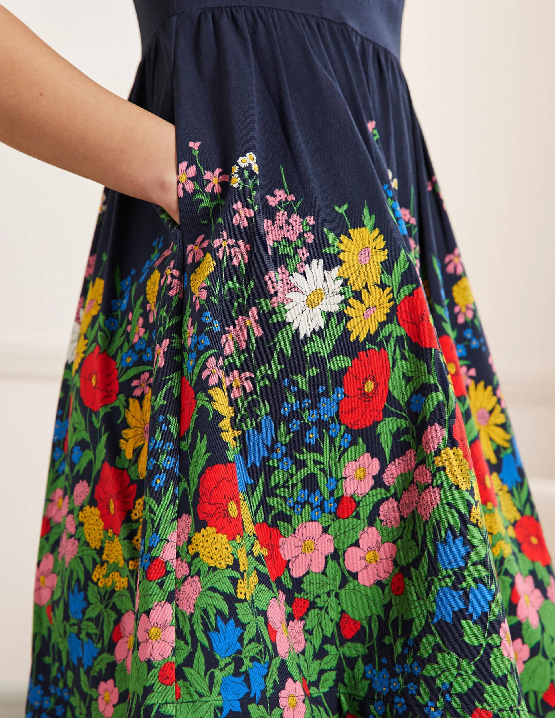 Tara Fit-and-Flare Dress-Navy, Botanical Terrace-2