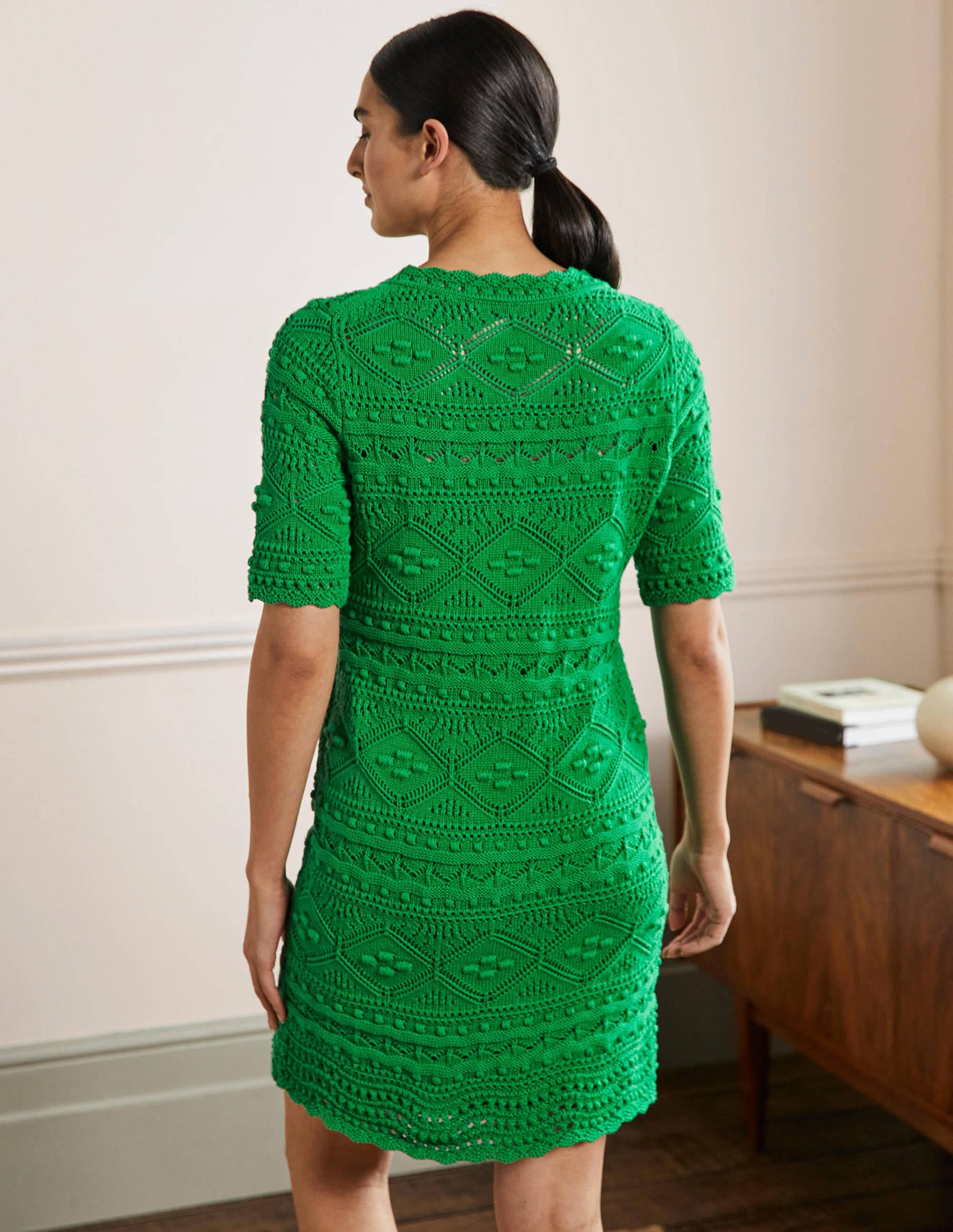 Claudia Textured Knitted Dress-Highland Green - Image 3