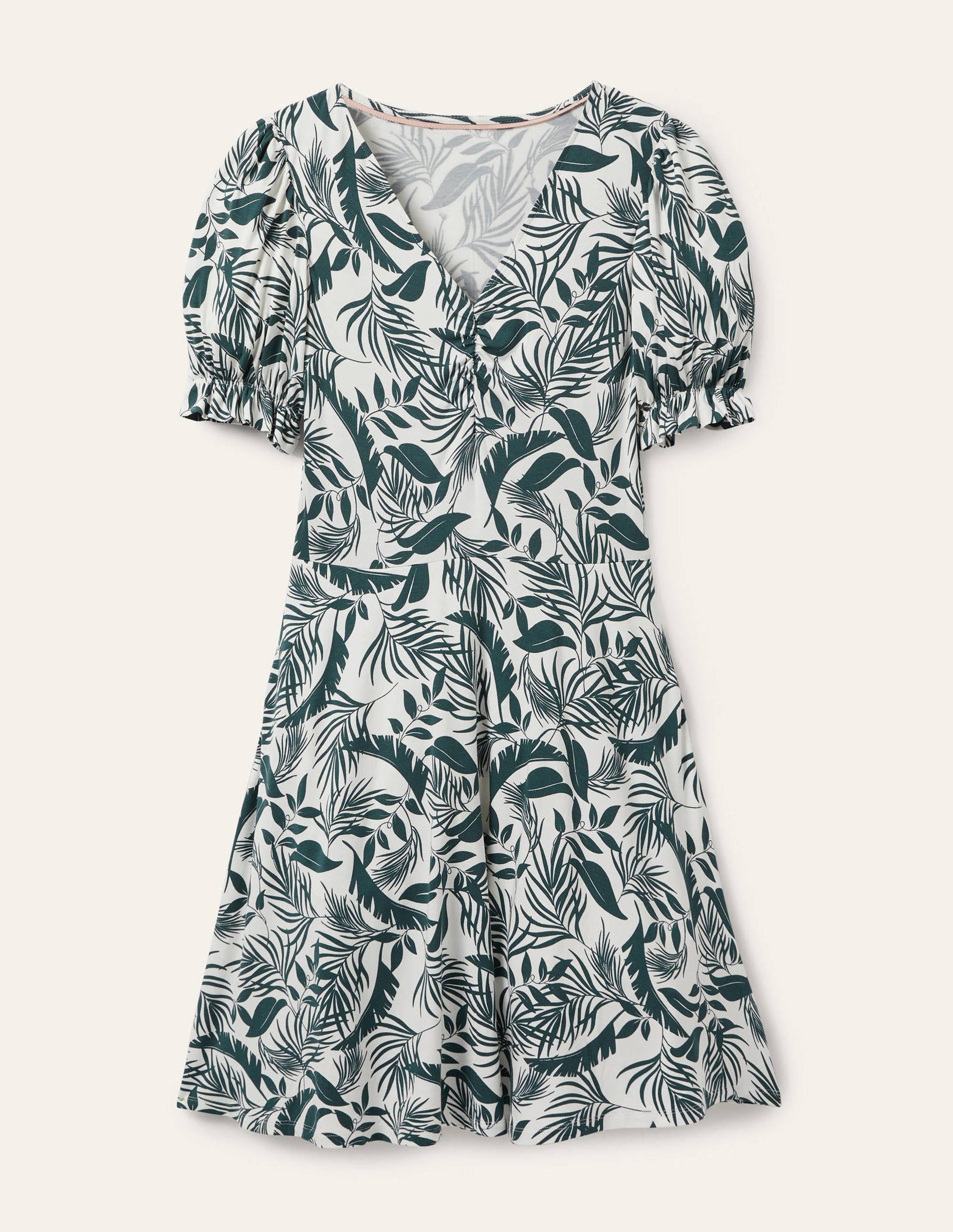 V-Neck Jersey Dress-Midnight Garden Tropic Foliage-5