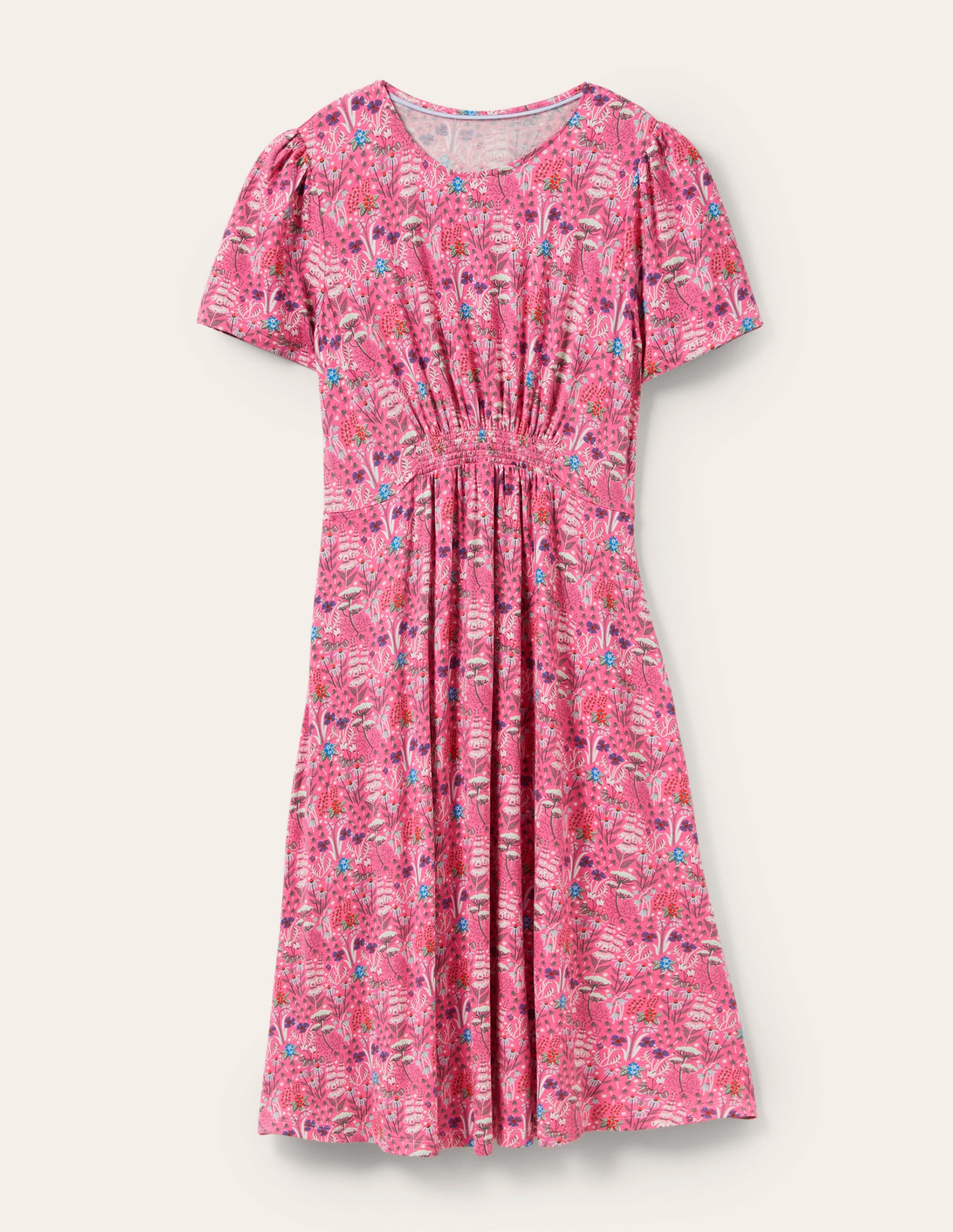 Crew Neck Jersey Dress-Strawberry, Wildflower Bloom - Image 5