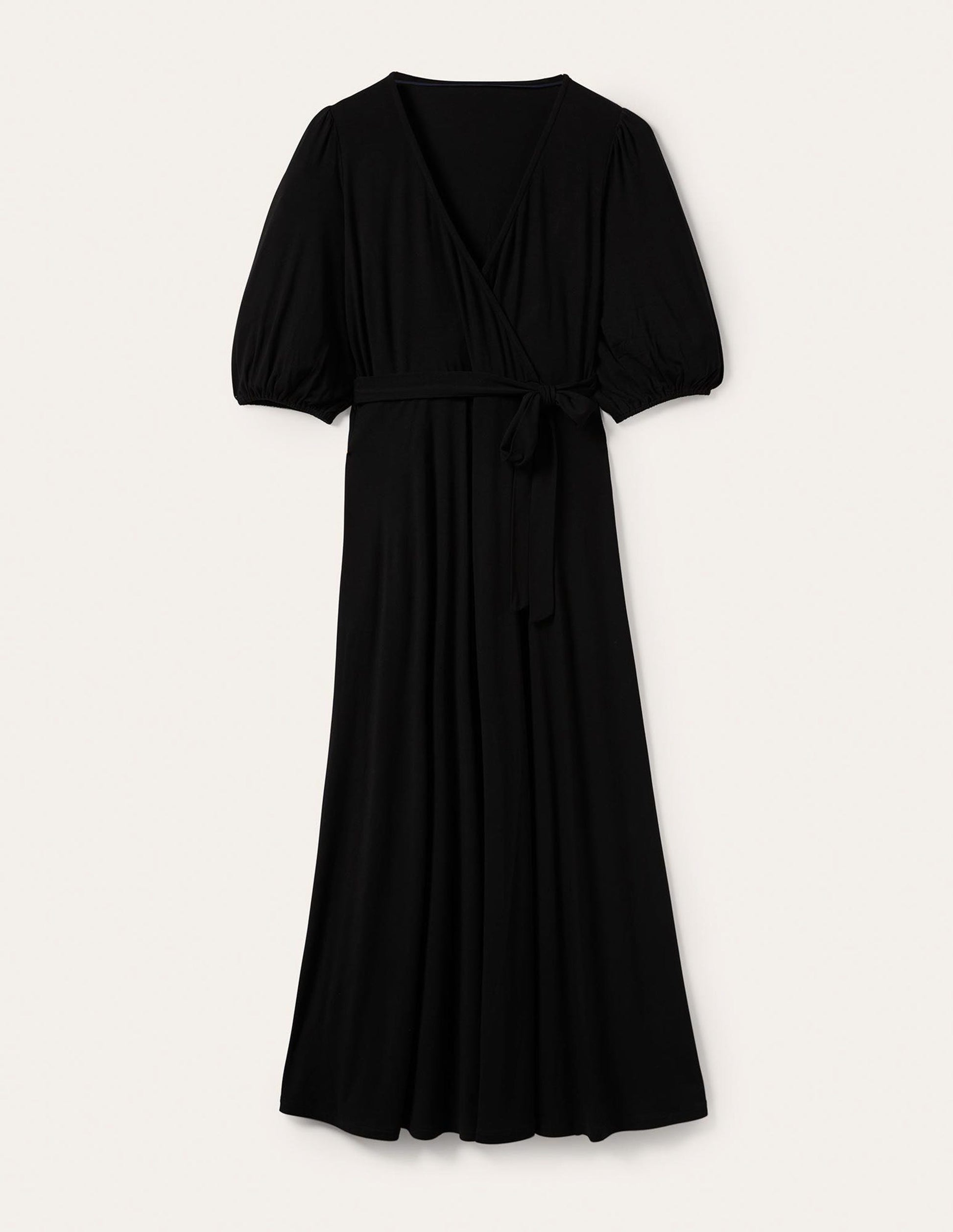 Fixed Wrap Jersey Maxi Dress-Black-5