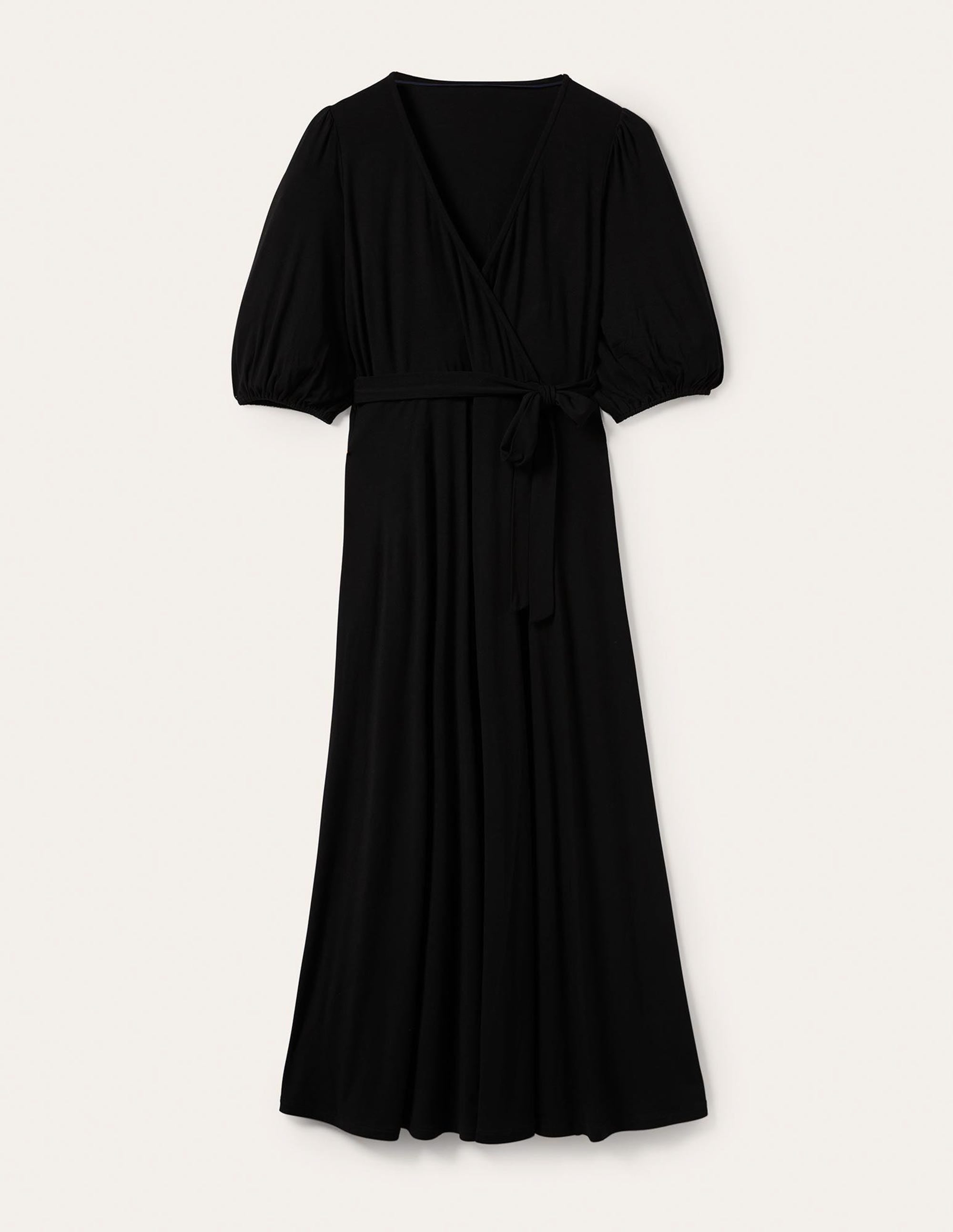 Fixed Wrap Jersey Maxi Dress-Black - Image 5