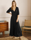 Fixed Wrap Jersey Maxi Dress-Black