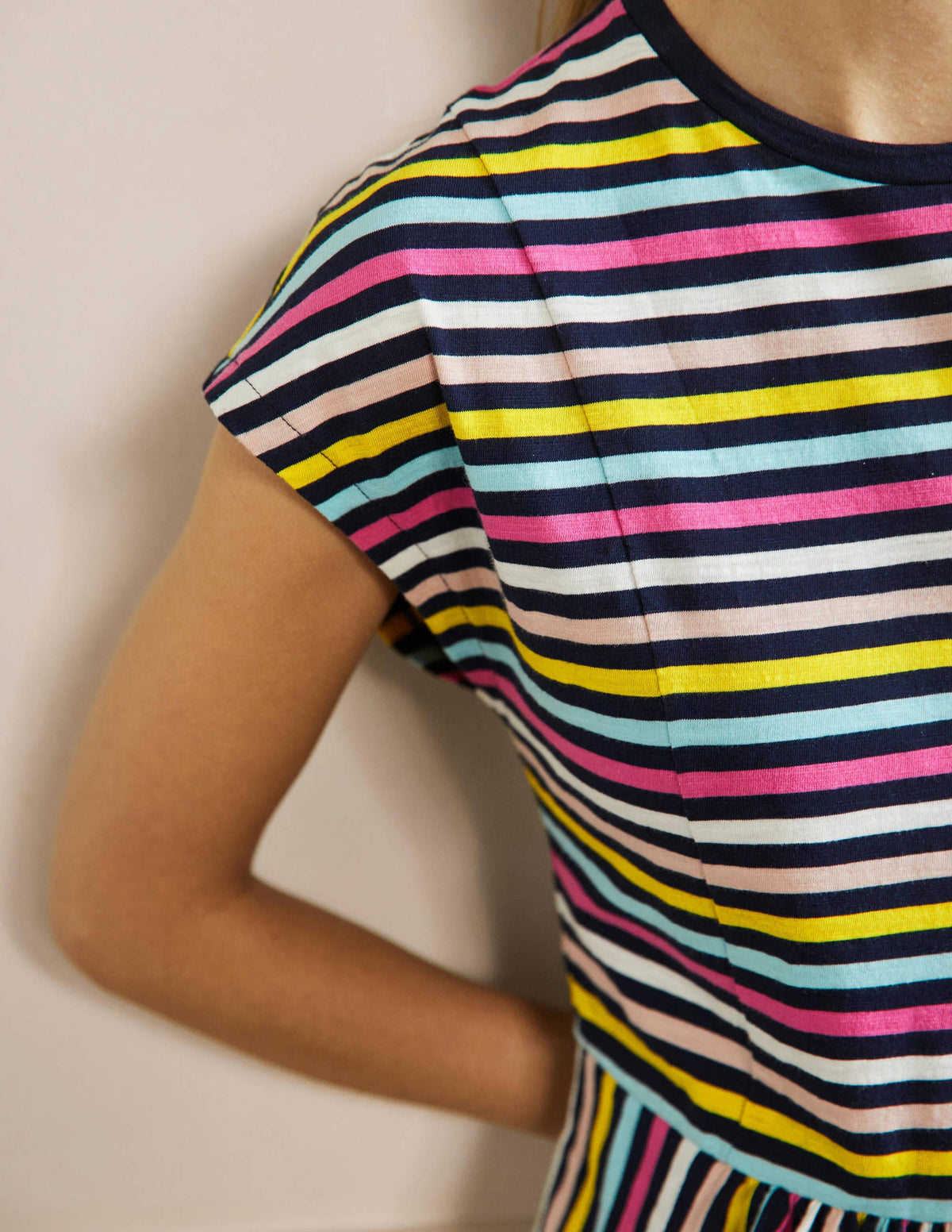 Jersey T-Shirt Dress-Rainbow Stripe-2