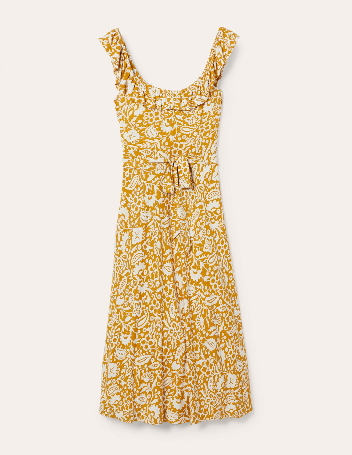Ruffle Neck Jersey Midi Dress-Brioche, Oriental Paradise-6