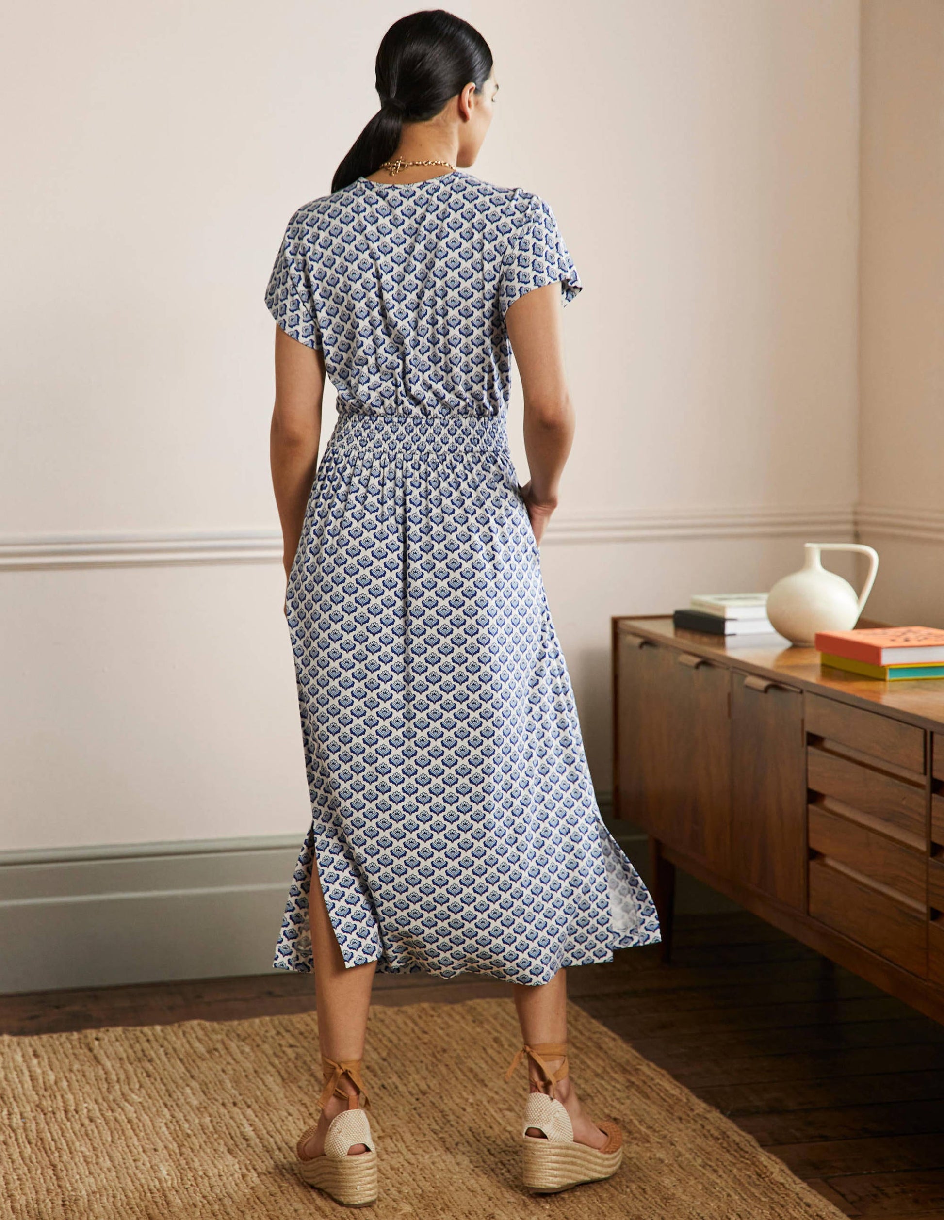 Jersey Midi Dress-Ivory Geo-3
